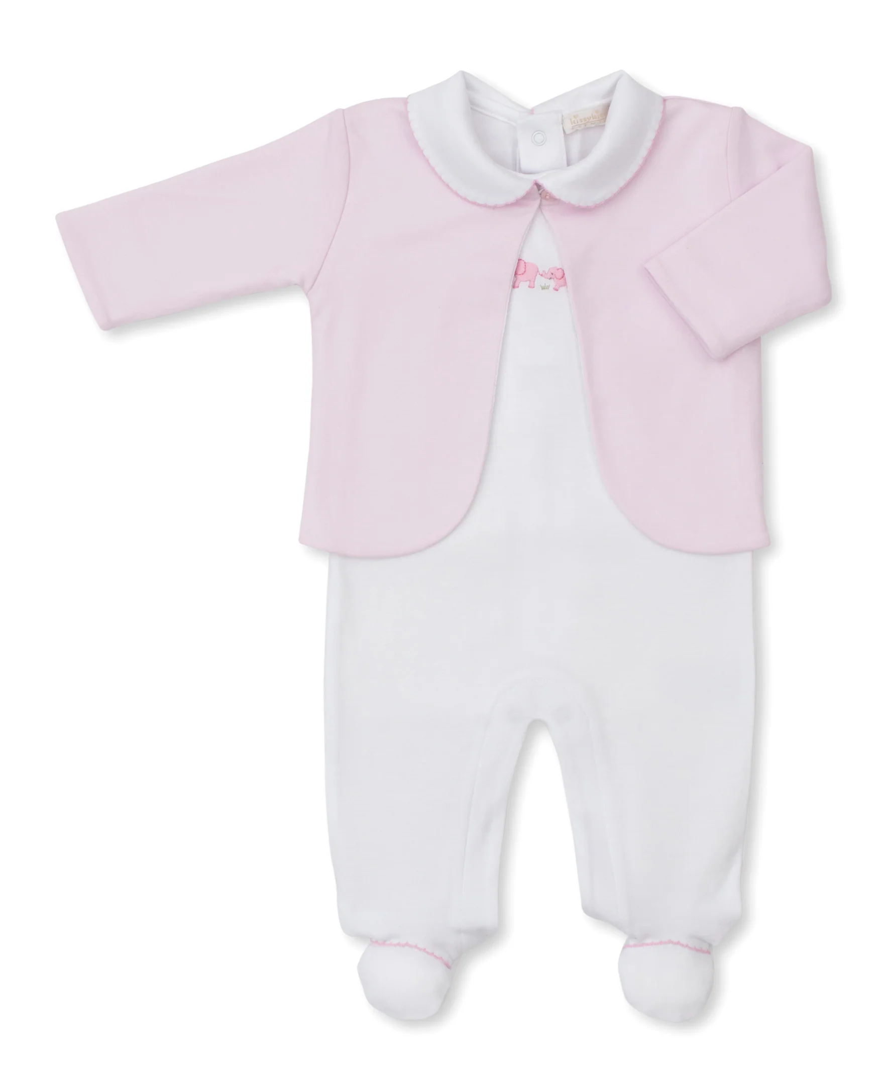 Premier Elephant Esprit Pink Hand Emb. Footie & Jacket Set - Image 3