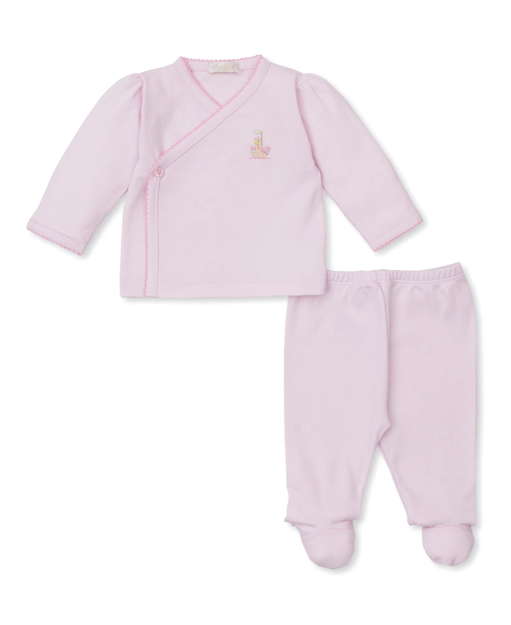 Premier Noah's Ark Pink Hand Emb. Cross Tee & Pant Set - Image 2