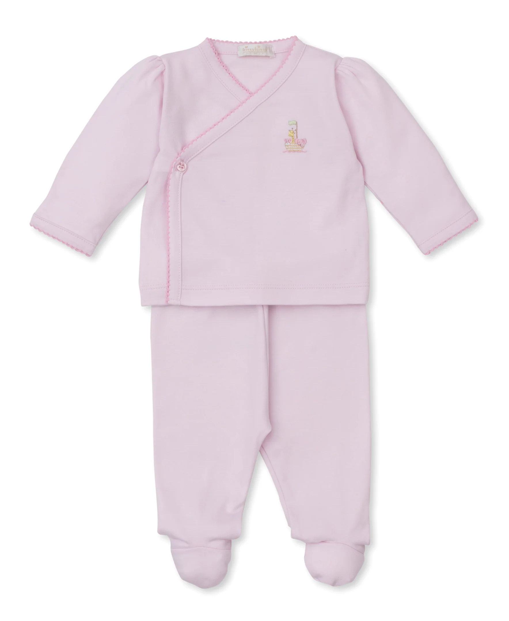 Premier Noah's Ark Pink Hand Emb. Cross Tee & Pant Set - Image 4