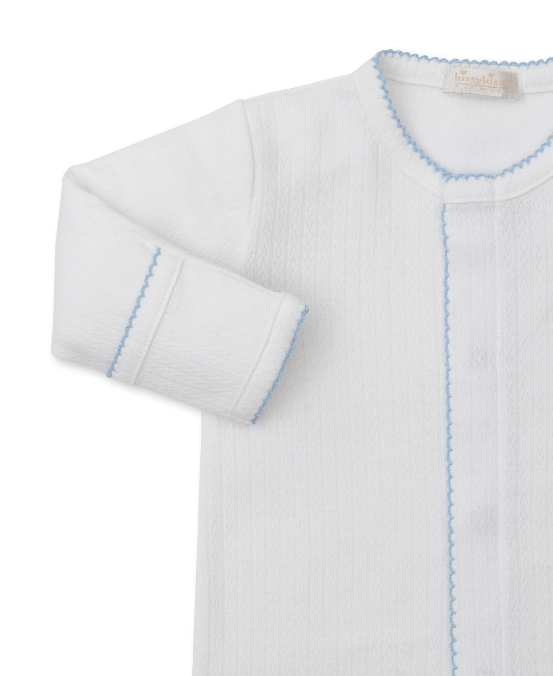 Premier Noah's Ark White/Blue Hand Emb. Footie - Image 2