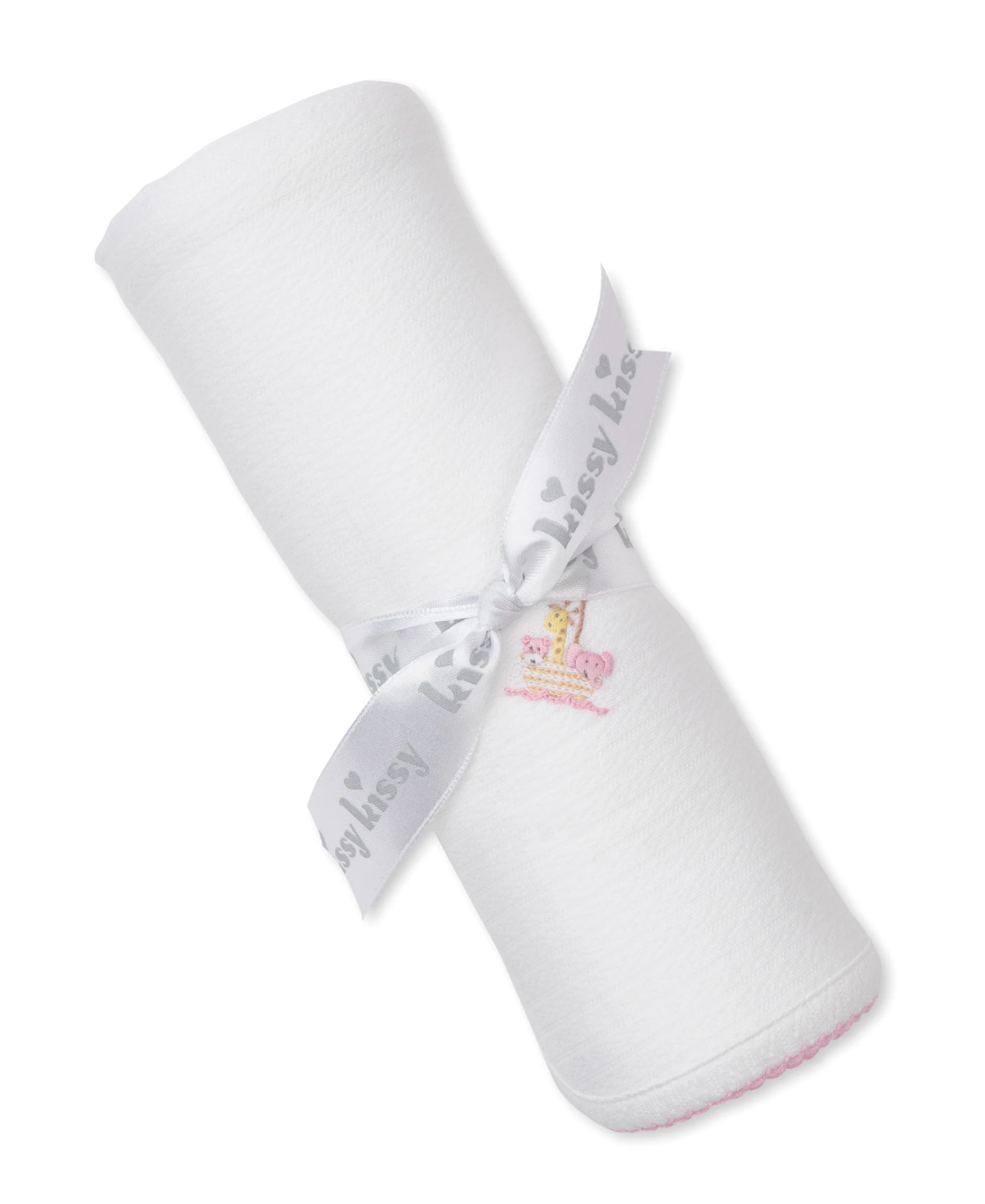 Premier Noah's Ark White/Pink Hand Emb. Blanket - Image 2