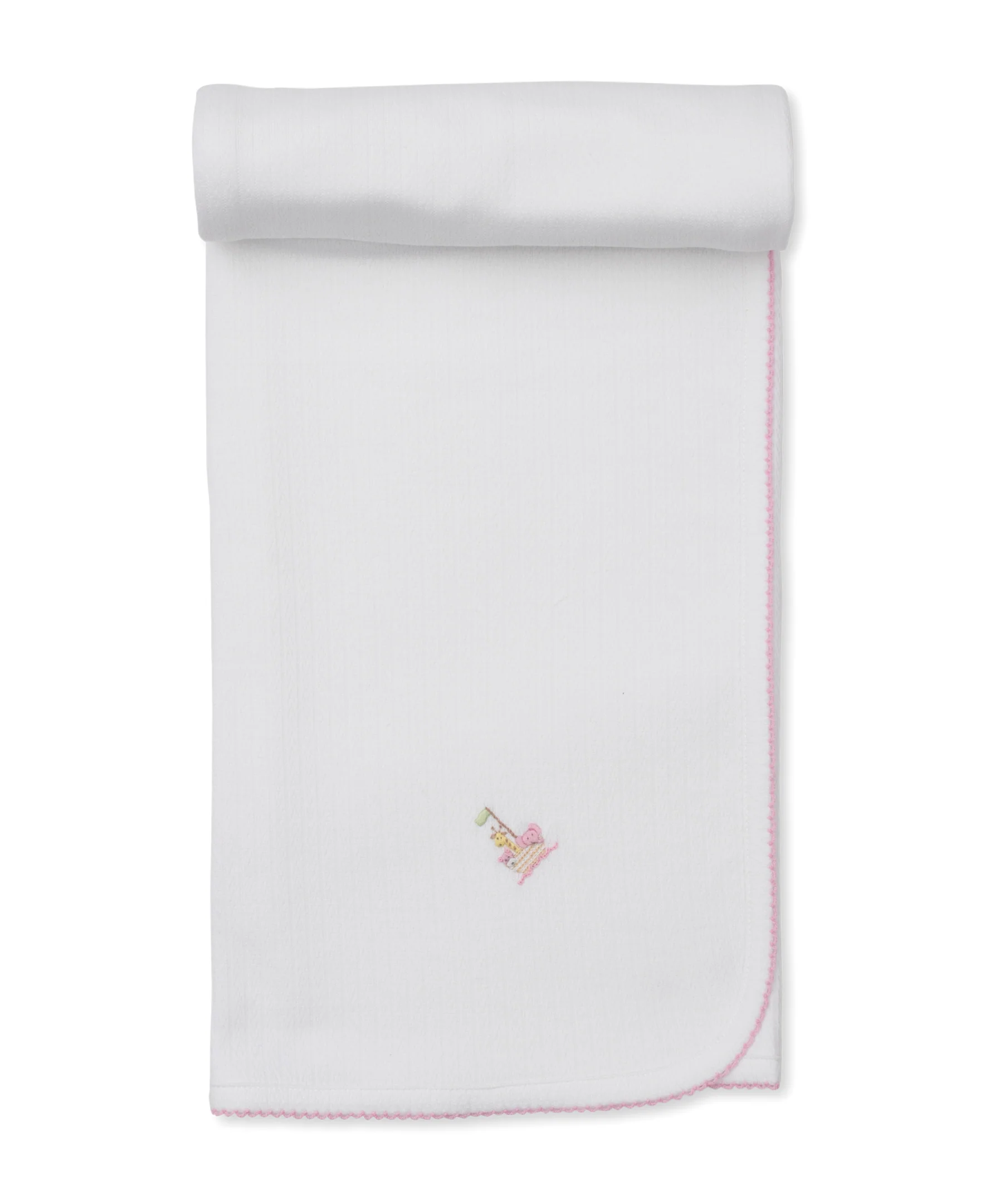 Premier Noah's Ark White/Pink Hand Emb. Blanket - Image 3
