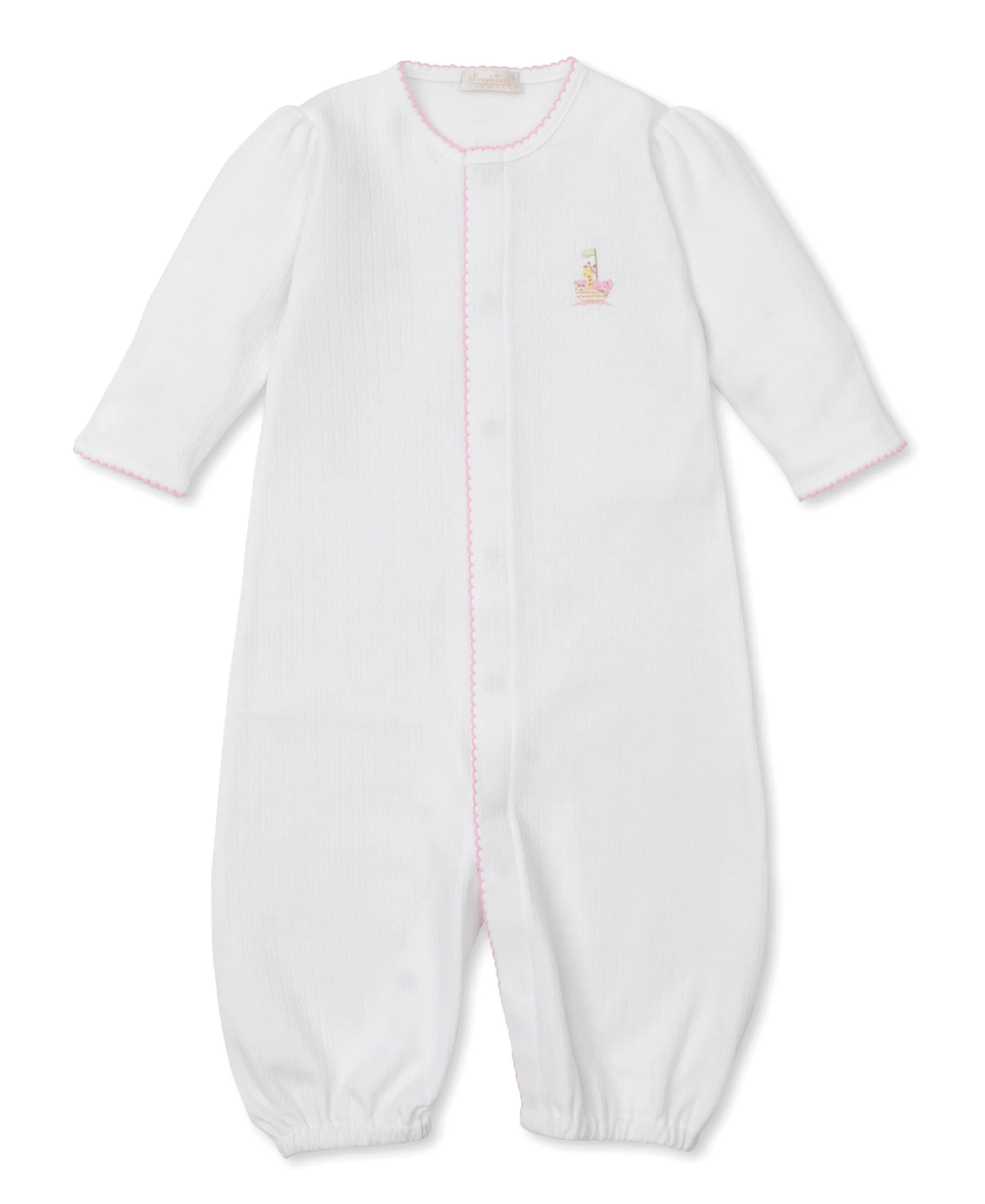 Premier Noah's Ark White/Pink Hand Emb. Conv. Gown - Image 2