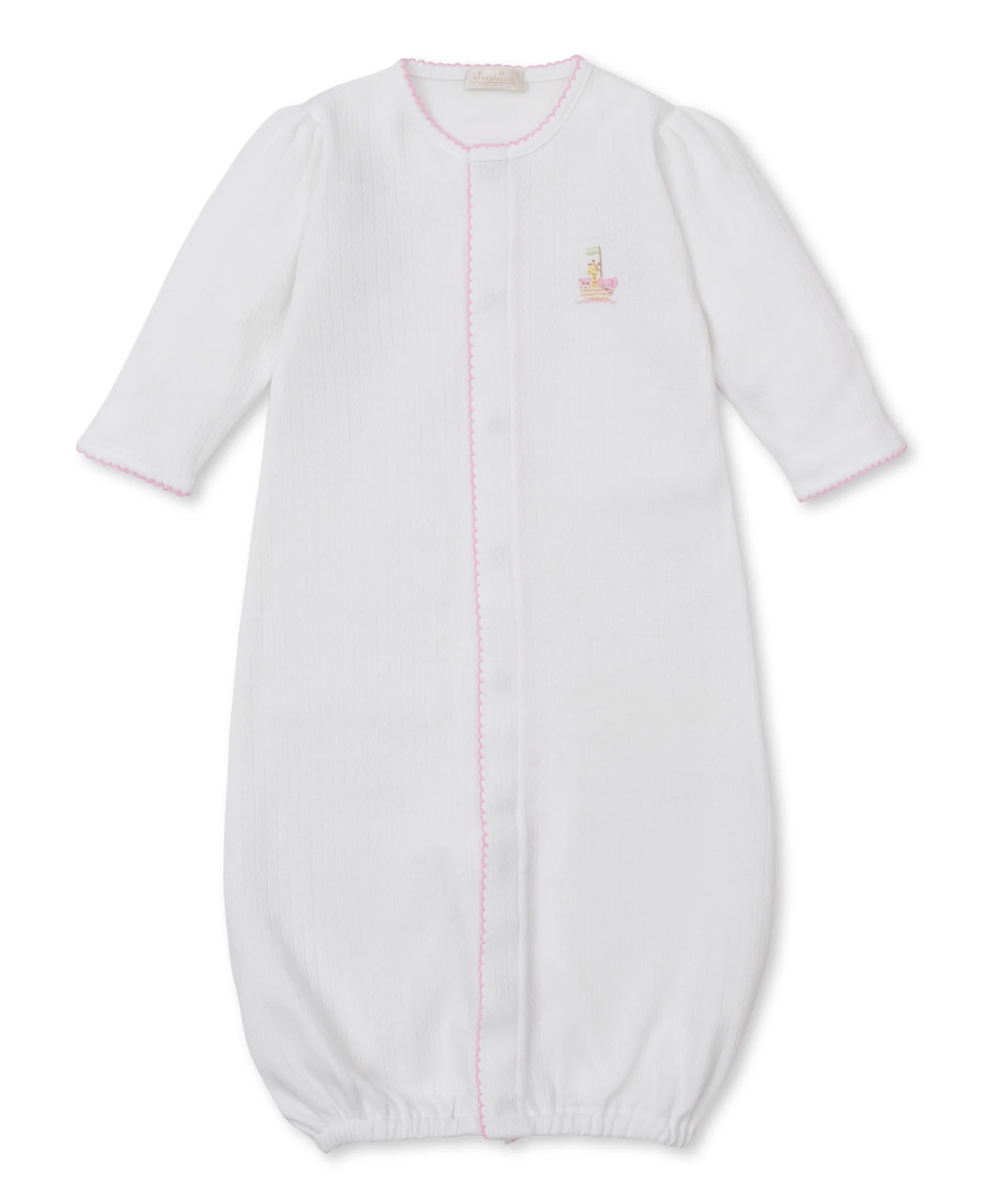 Premier Noah's Ark White/Pink Hand Emb. Conv. Gown - Image 4