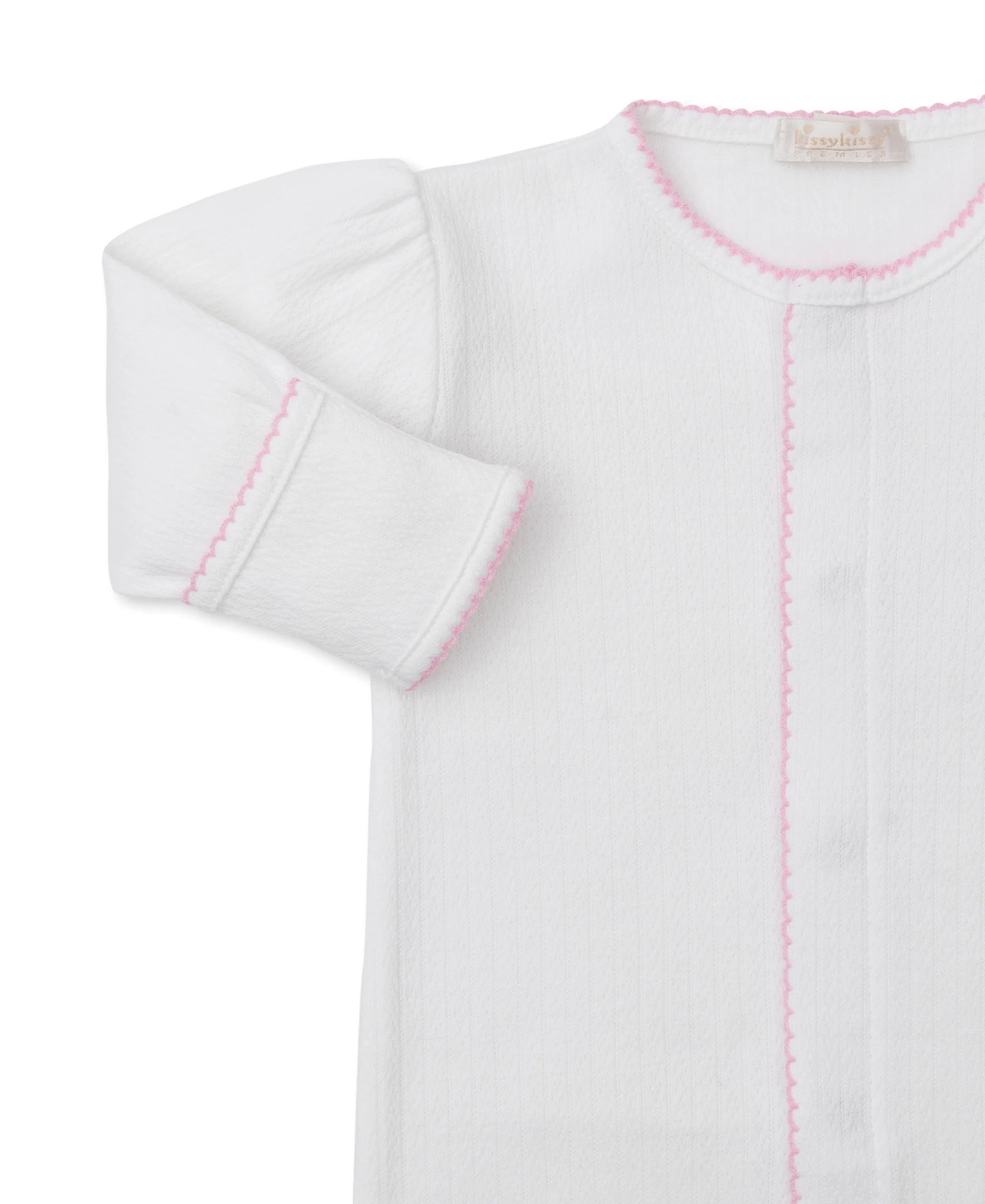 Premier Noah's Ark White/Pink Hand Emb. Footie - Image 2