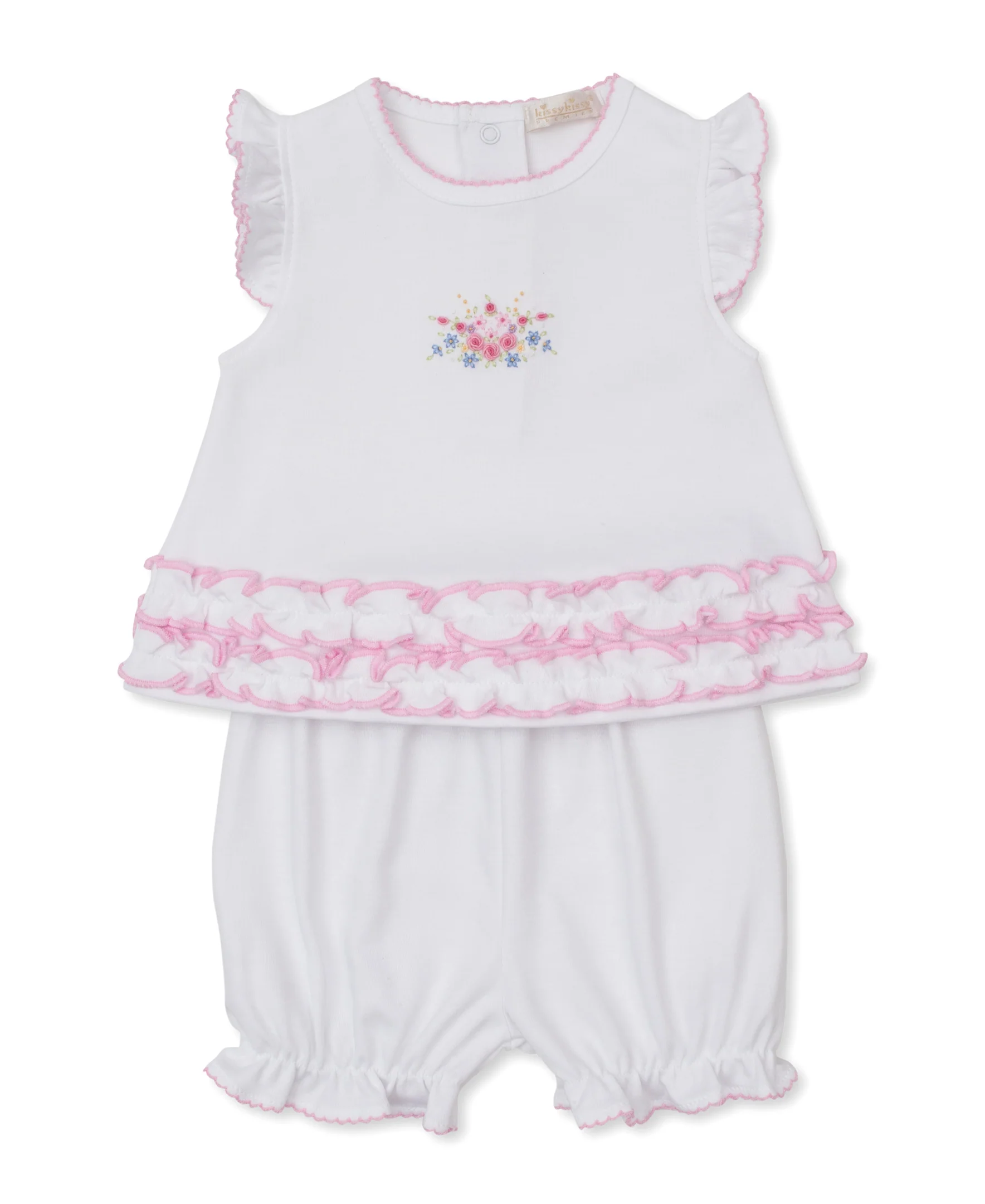 Premier Pastel Gardens White/Pink Hand Emb. Sunsuit Set - Image 3