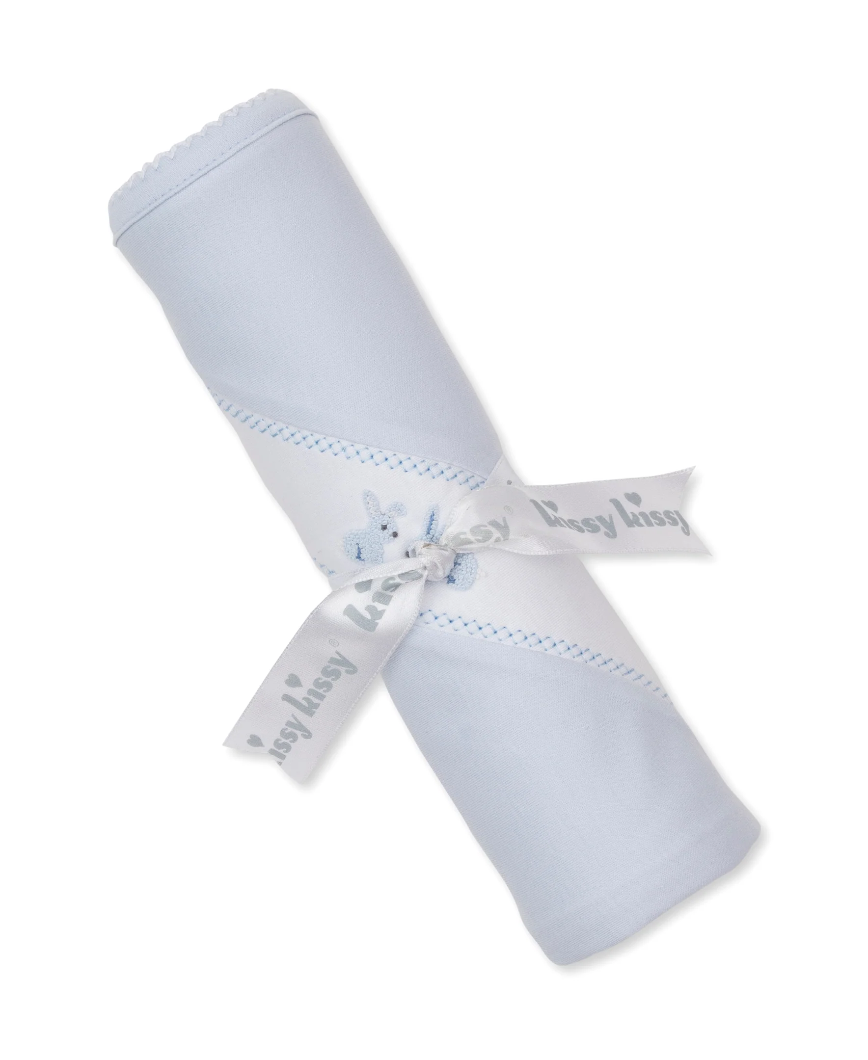 Premier Springtime Bunny Fun Blue Hand Emb. Blanket - Image 2