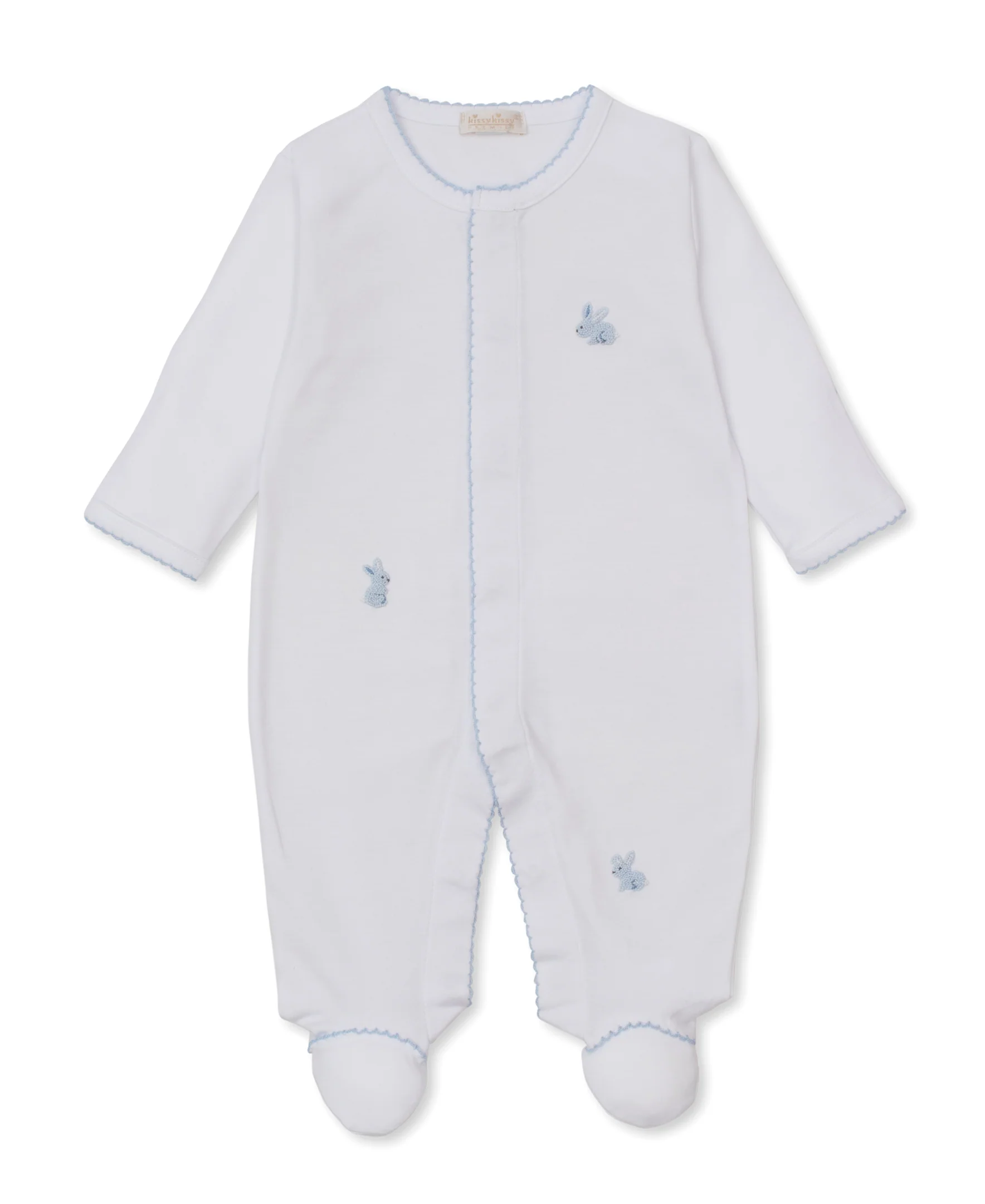 Premier Springtime Bunny Fun White/Blue Hand Emb. Footie - Image 4