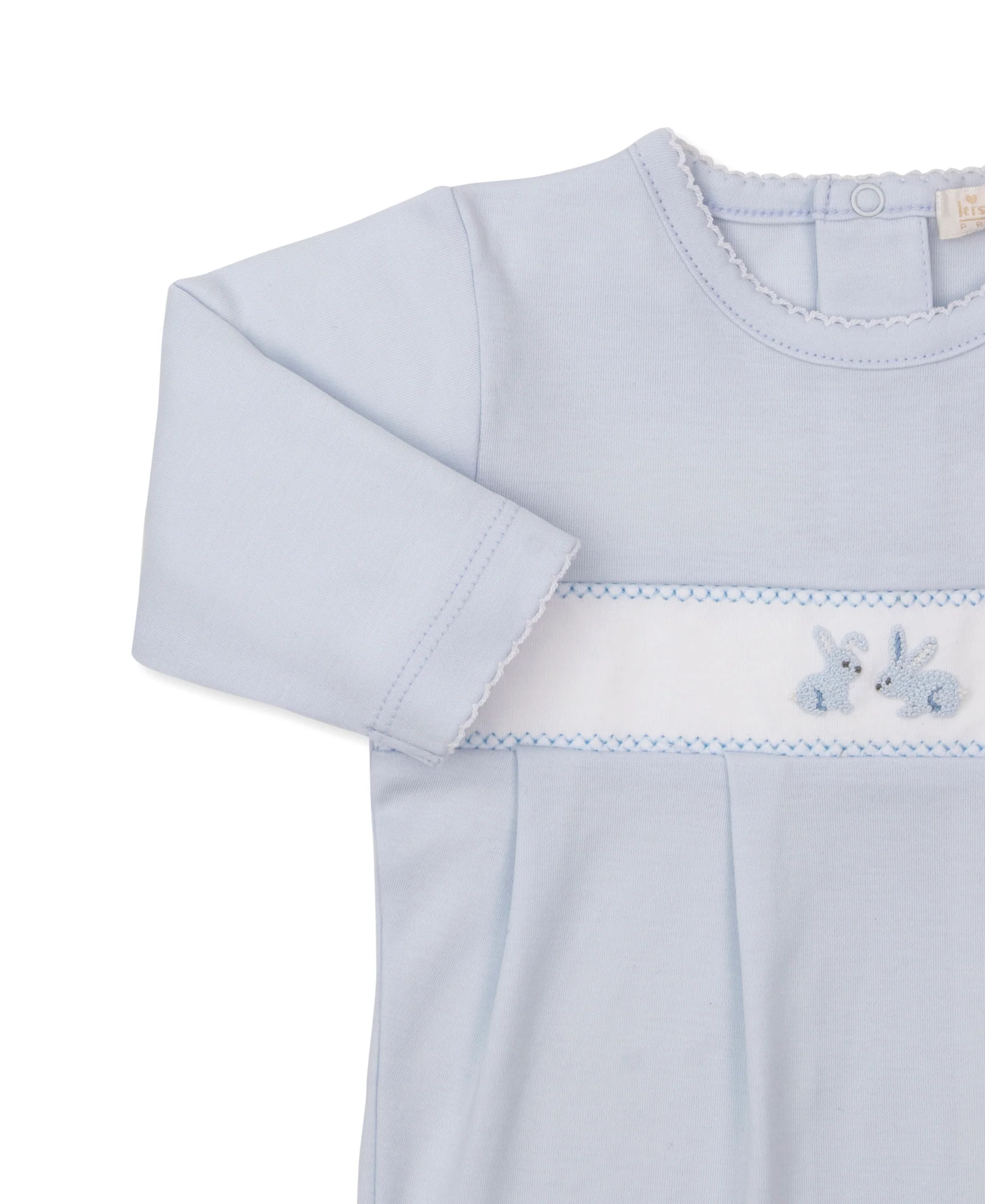 Premier Springtime Bunny Fun Blue Hand Emb. Footie - Image 2