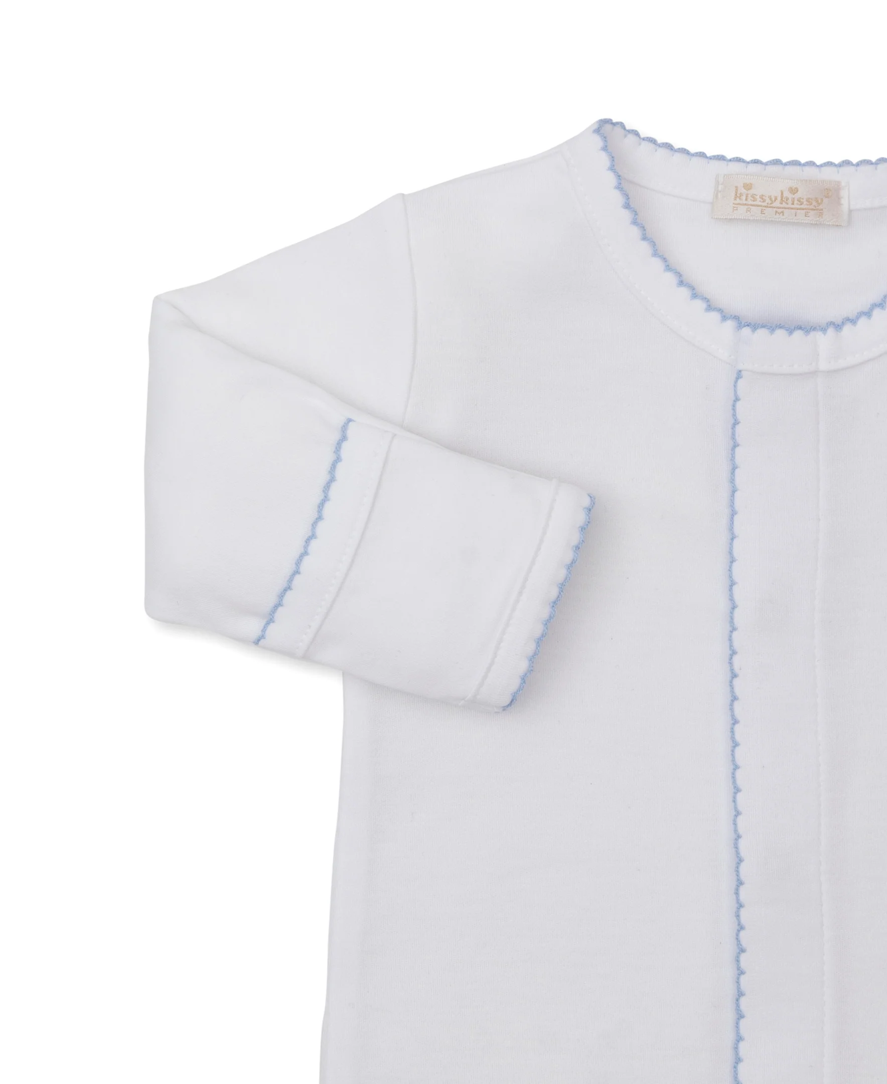 Premier Sweet Sheep White/Blue Hand Emb. Footie - Image 2