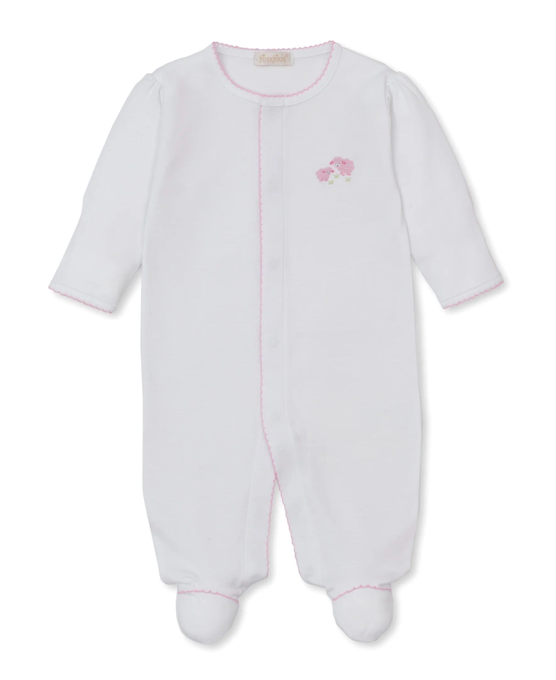 Premier Sweet Sheep White/Pink Hand Emb. Footie