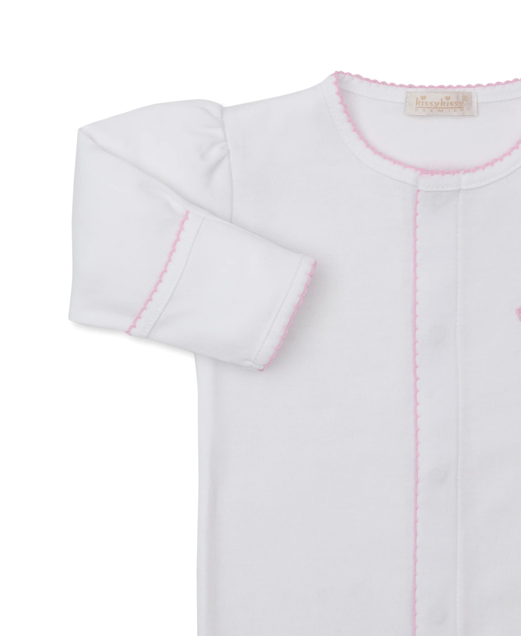 Premier Sweet Sheep White/Pink Hand Emb. Footie - Image 2