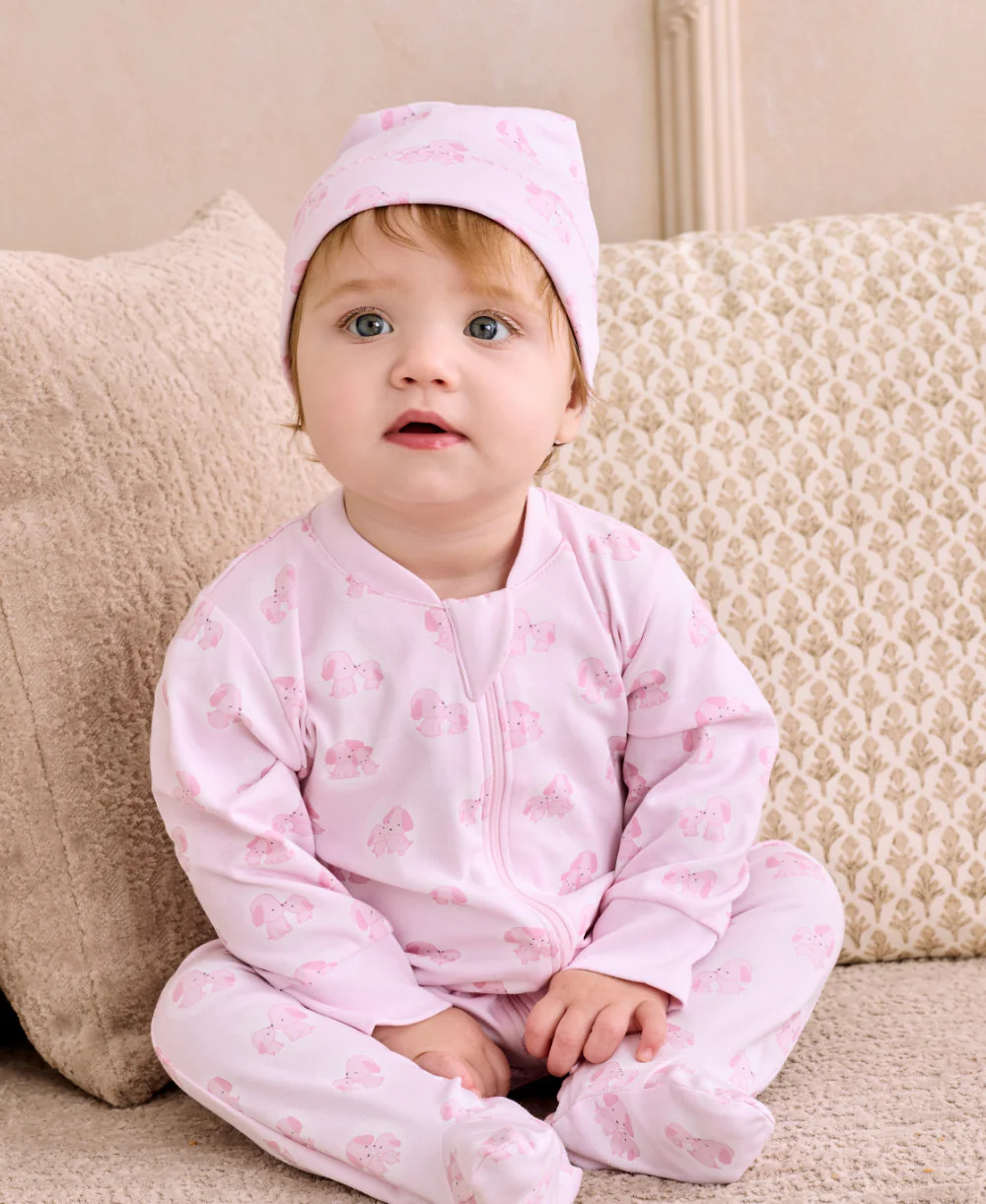 Puppy Family Pink Zip Footie