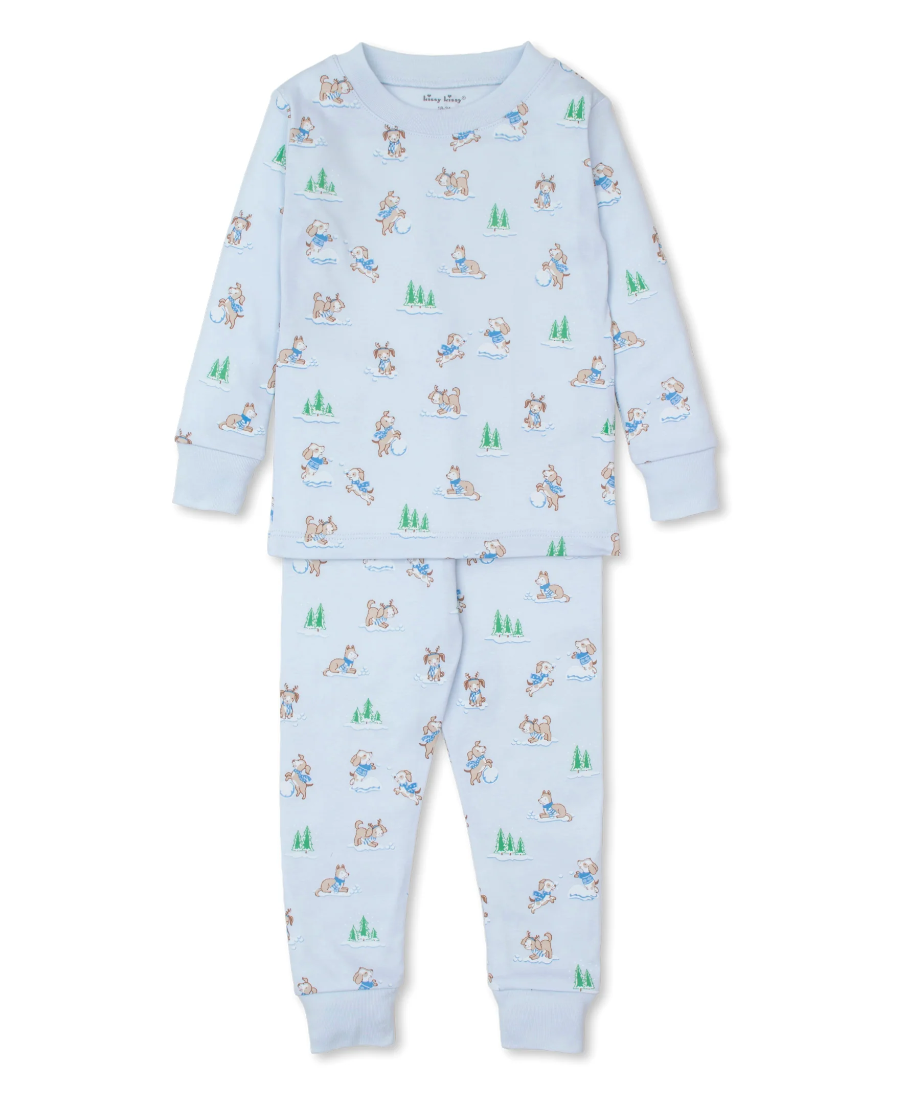 Puppy Snowball Pranks Blue Pajama Set