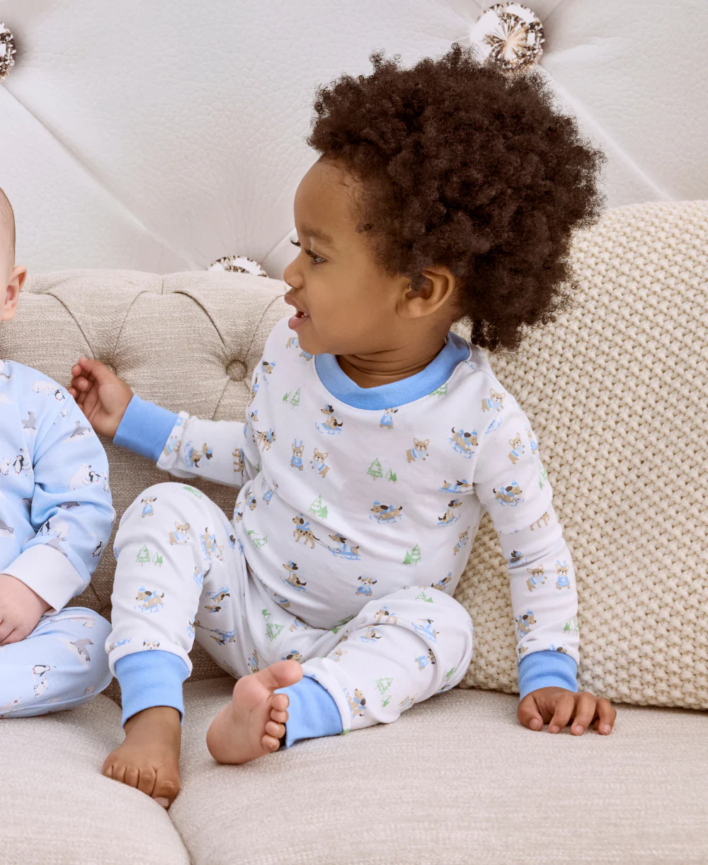 Puppy's Sleigh Riding Fun Blue Pajama Set - Image 2