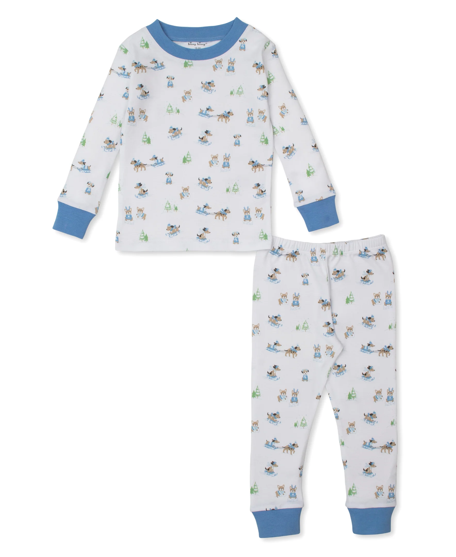 Puppy's Sleigh Riding Fun Blue Pajama Set - Image 3