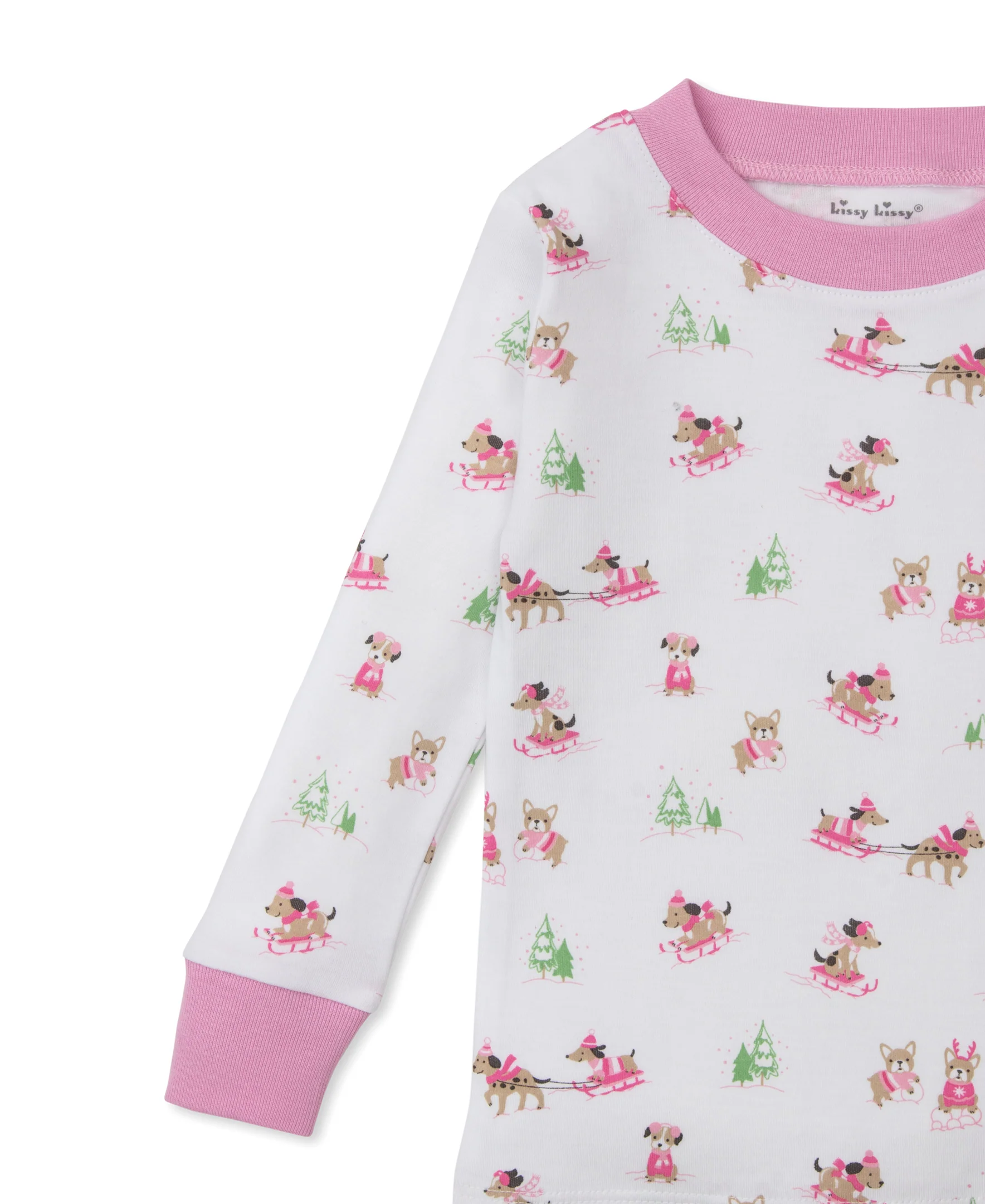 Puppy's Sleigh Riding Fun Pink Pajama Set - Image 4