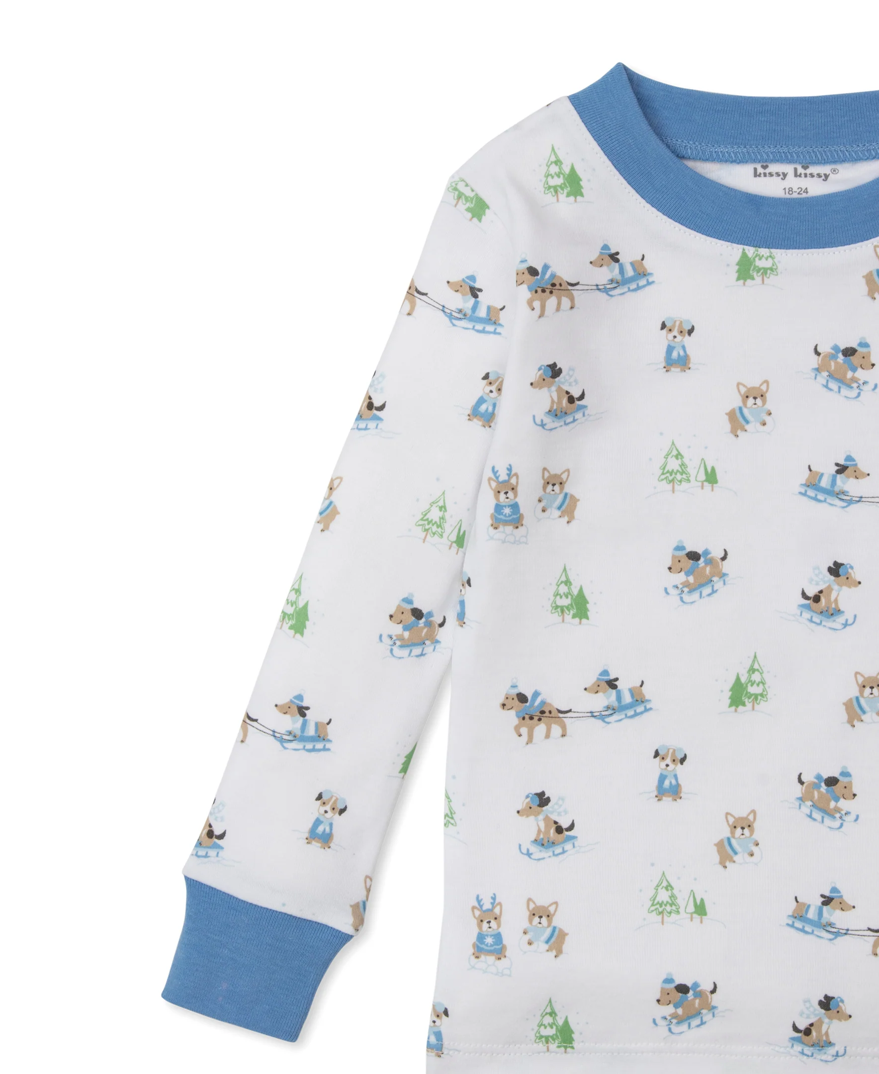 Puppy's Sleigh Riding Fun Blue Toddler Pajama Set - Image 3