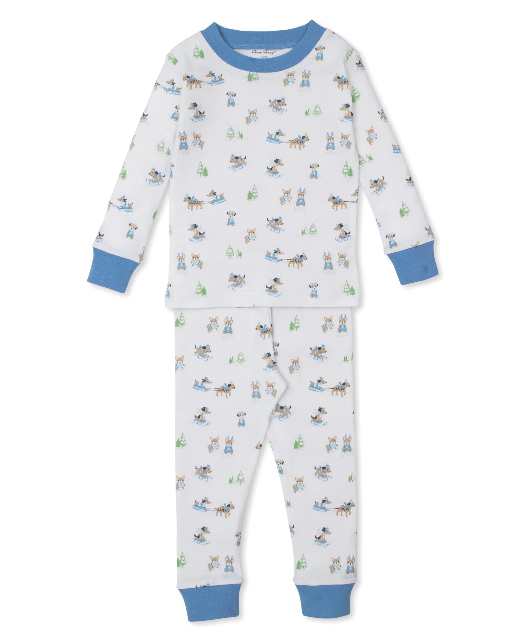 Puppy's Sleigh Riding Fun Blue Toddler Pajama Set - Image 4
