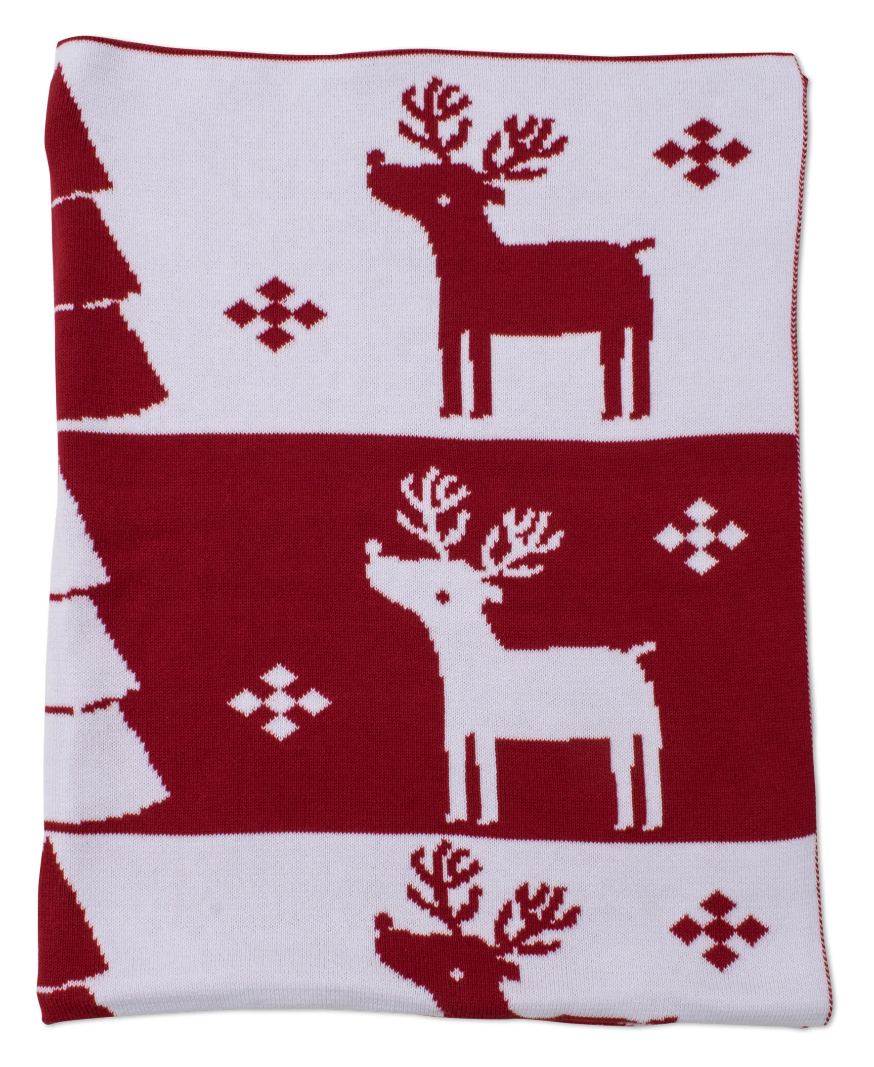 Red Reindeer Knit Novelty Blanket - Image 2