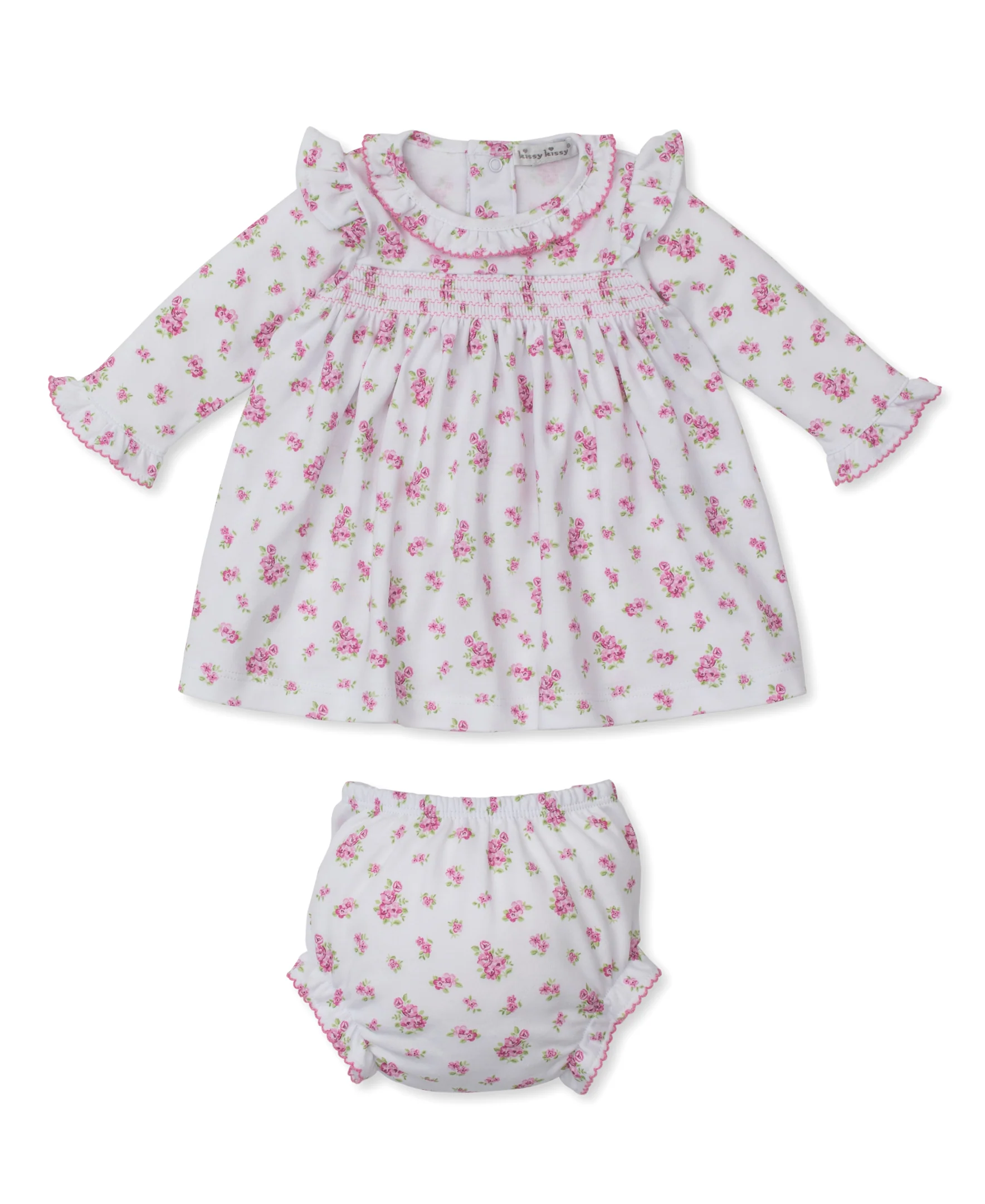 Roses and Blooms Pink Smocked Dress Set