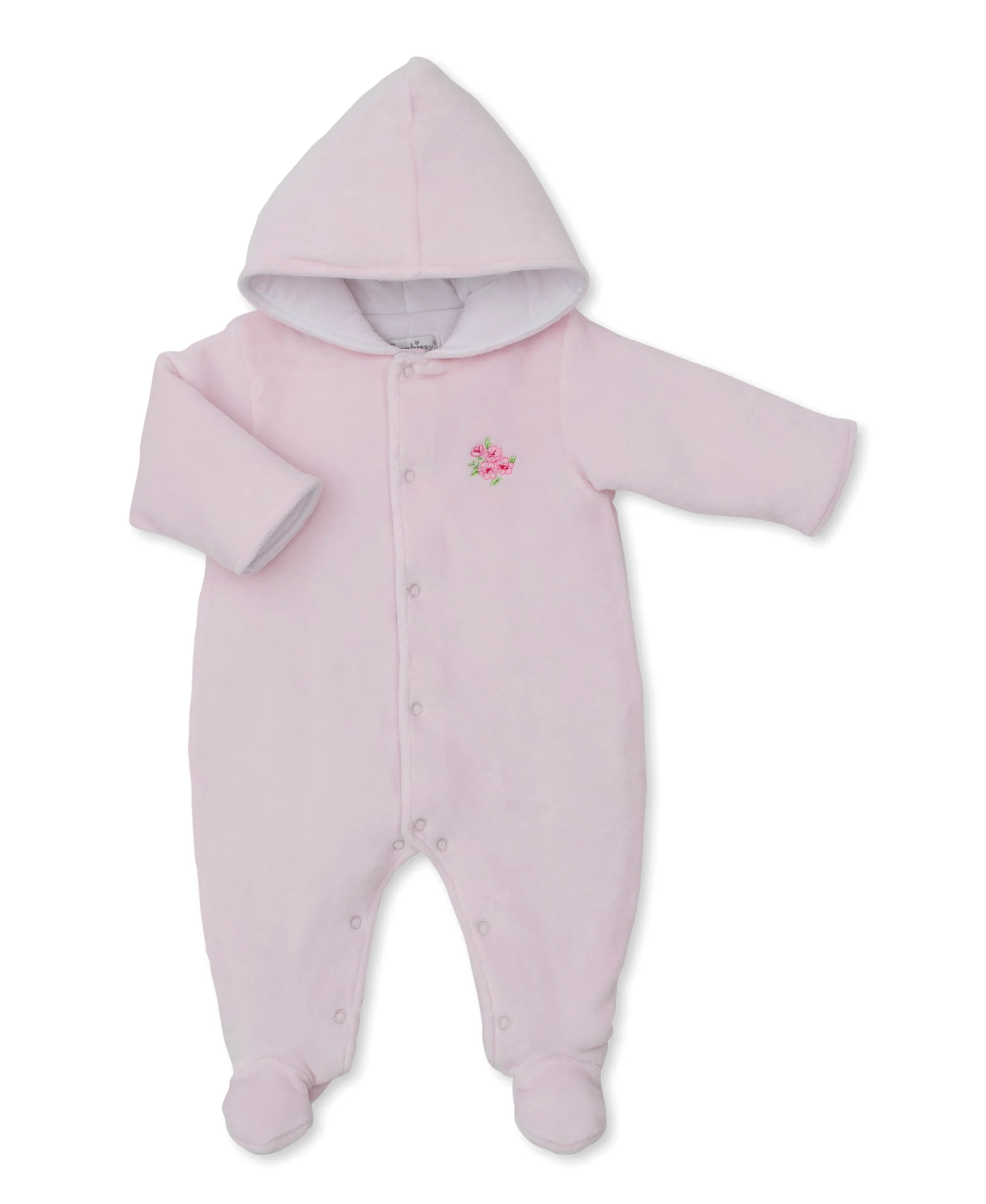 Roses and Blooms Pink Velour Footed Bunting