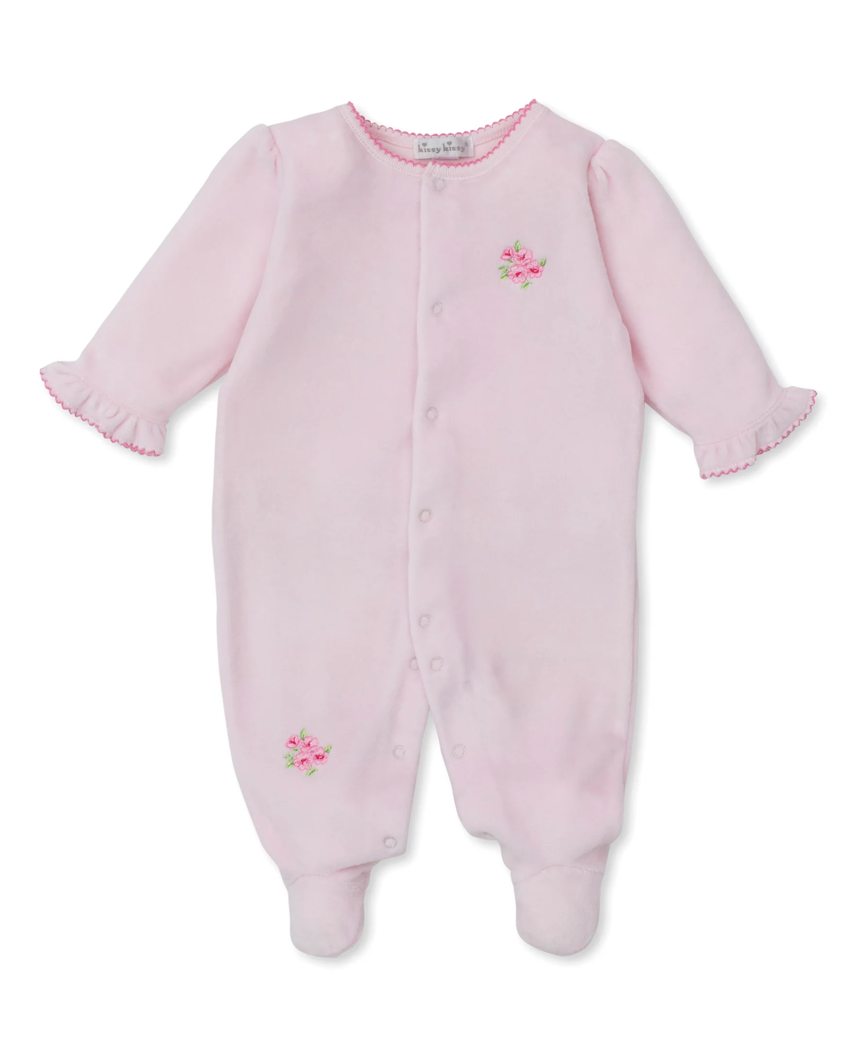 Roses and Blooms Pink Velour Footie