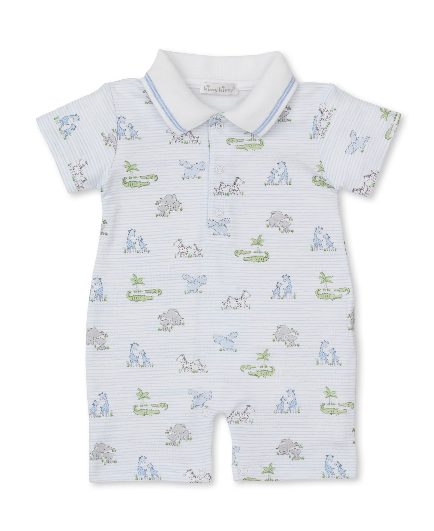 Safari Party Blue Short Playsuit w/ Collar - Image 2