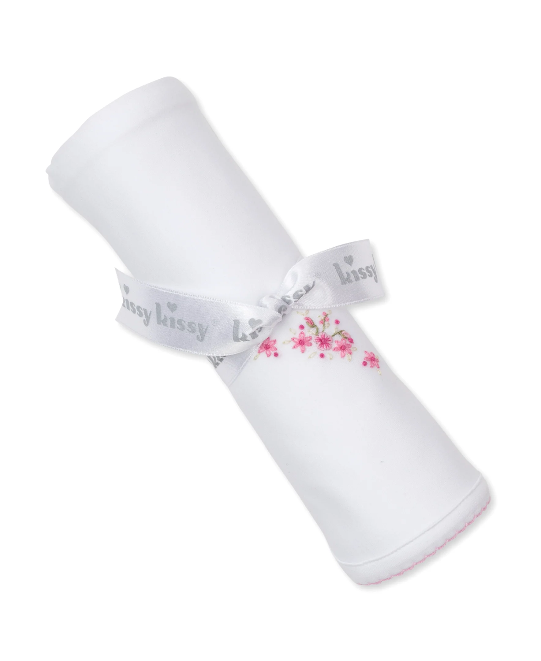 SCE Rose Blooms White/Pink Hand Emb. Blanket - Image 2
