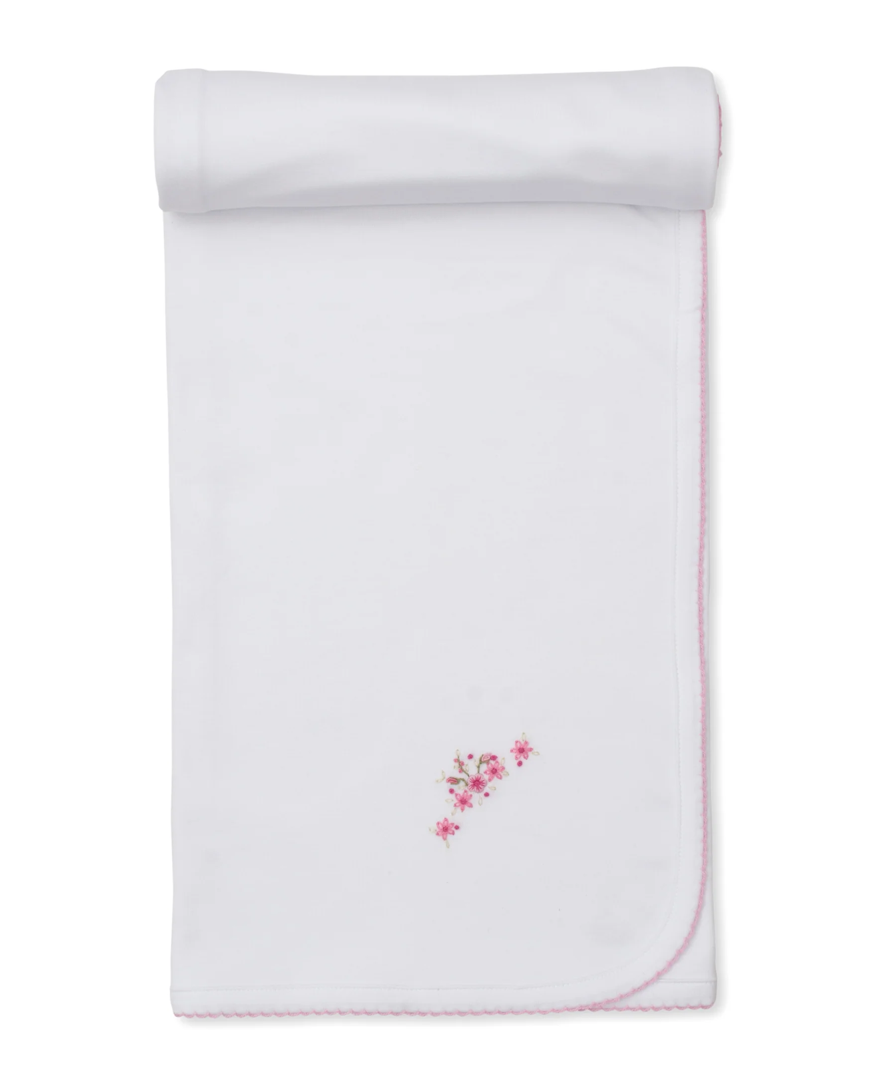 SCE Rose Blooms White/Pink Hand Emb. Blanket - Image 3