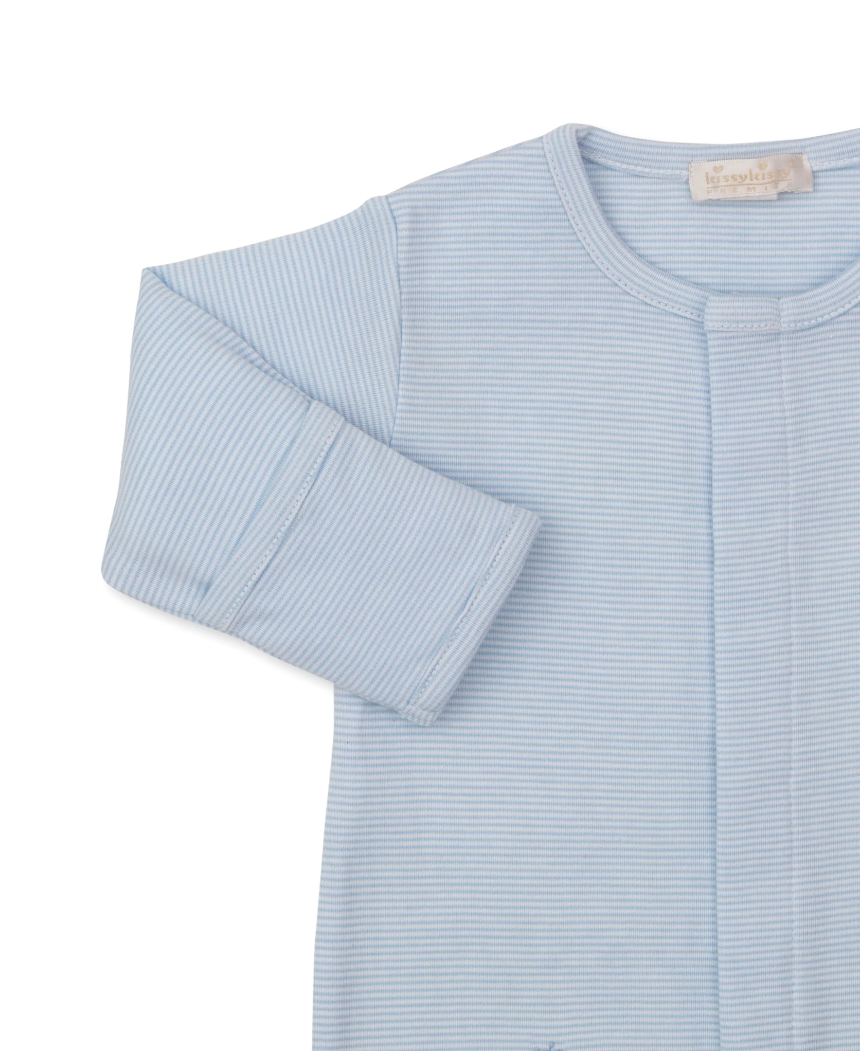 SCE Safari Party Blue Hand Emb. Stripe Footie - Image 2