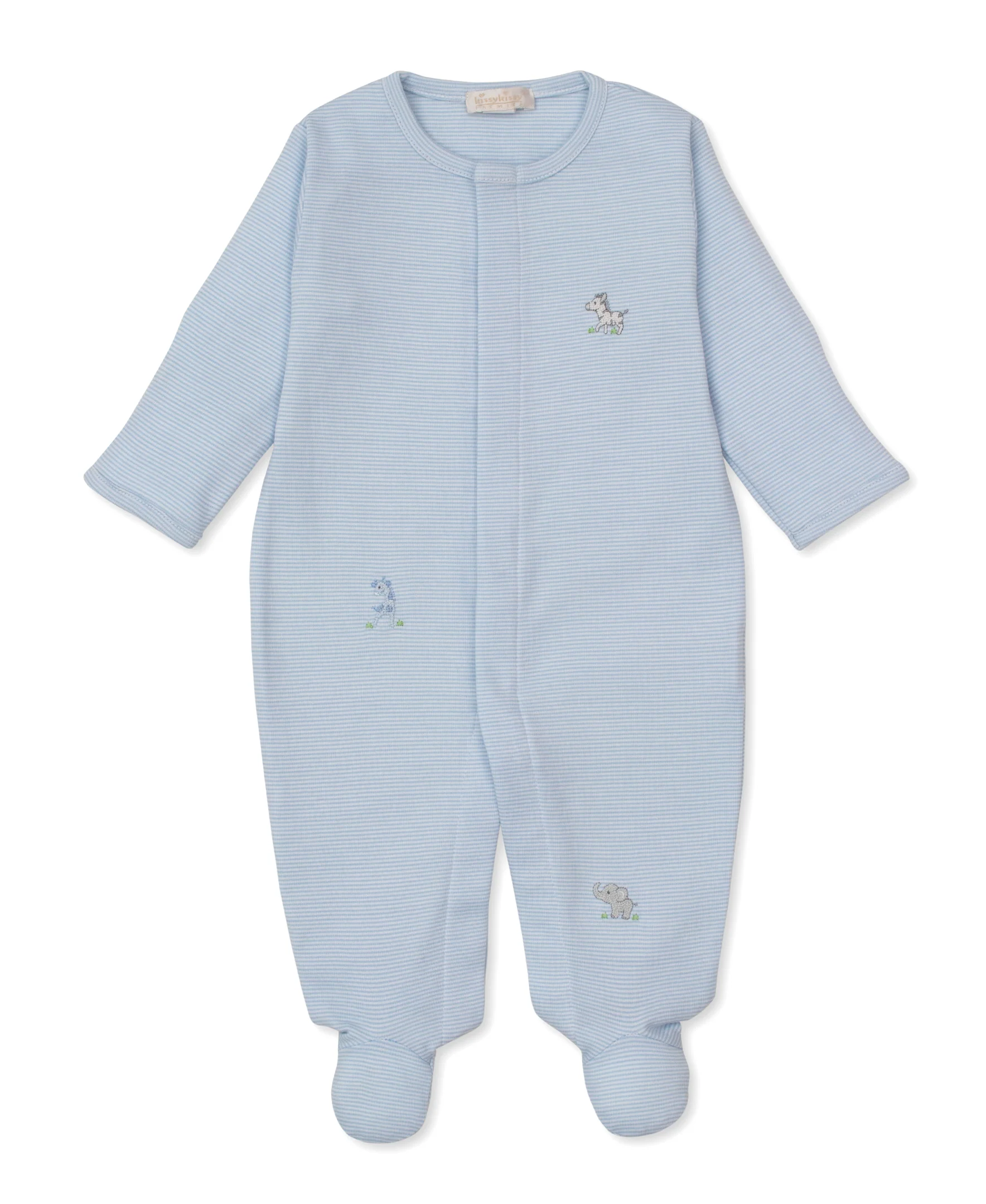 SCE Safari Party Blue Hand Emb. Stripe Footie - Image 3
