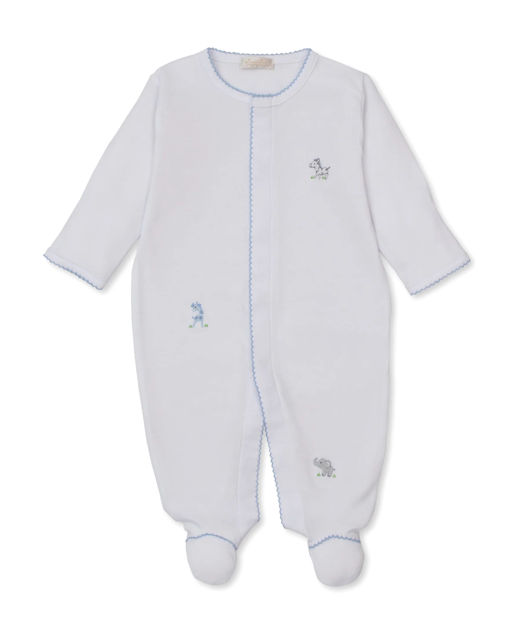 SCE Safari Party White/Blue Hand Emb. Footie - Image 4