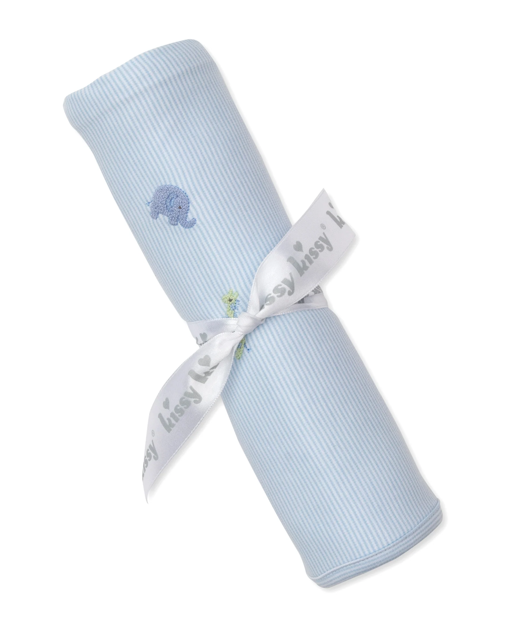 SCE Safari Wild Blue Stripe Hand Emb. Blanket - Image 2