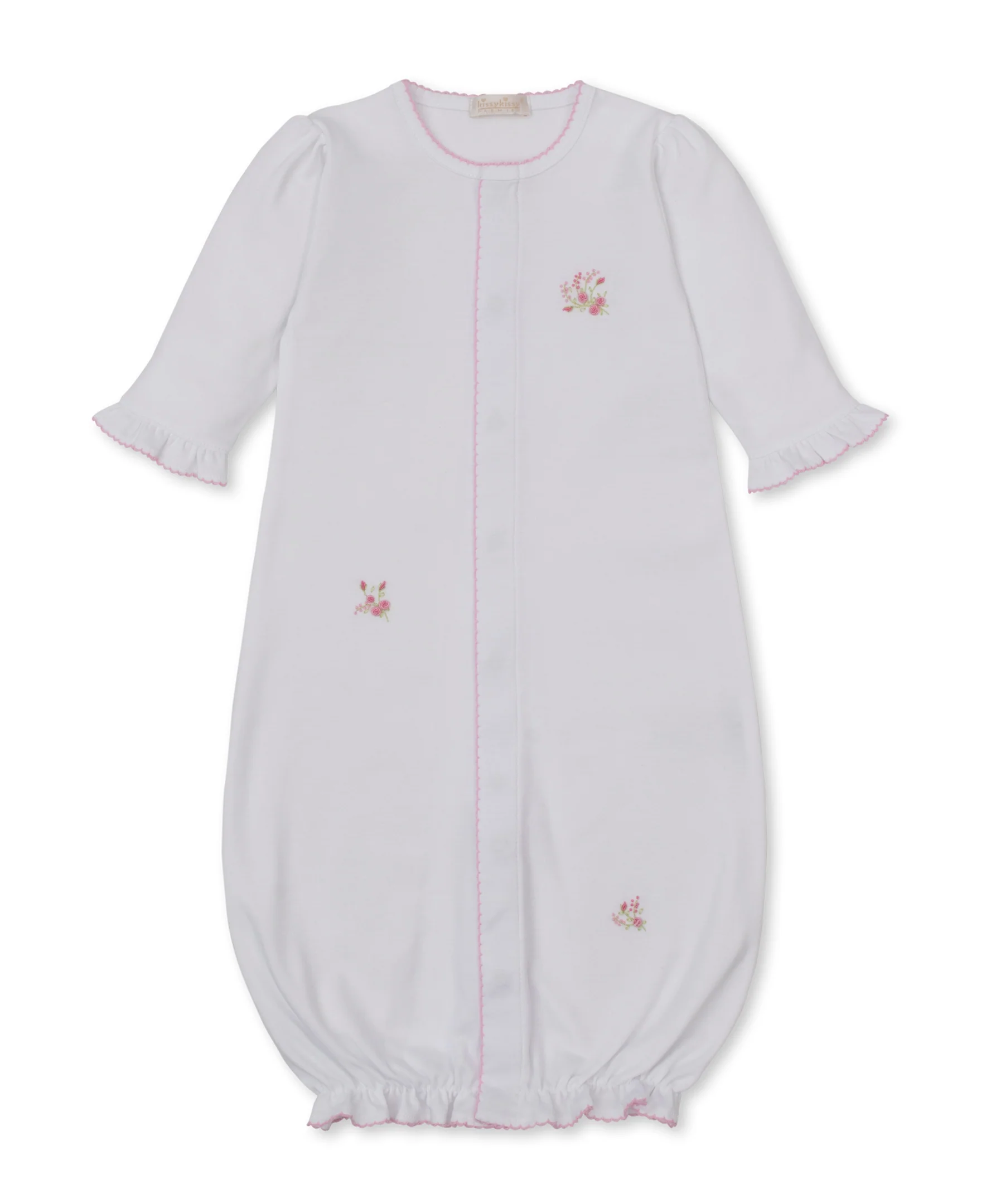SCE Victorian Roses White/Pink Hand Emb. Conv. Gown - Image 4