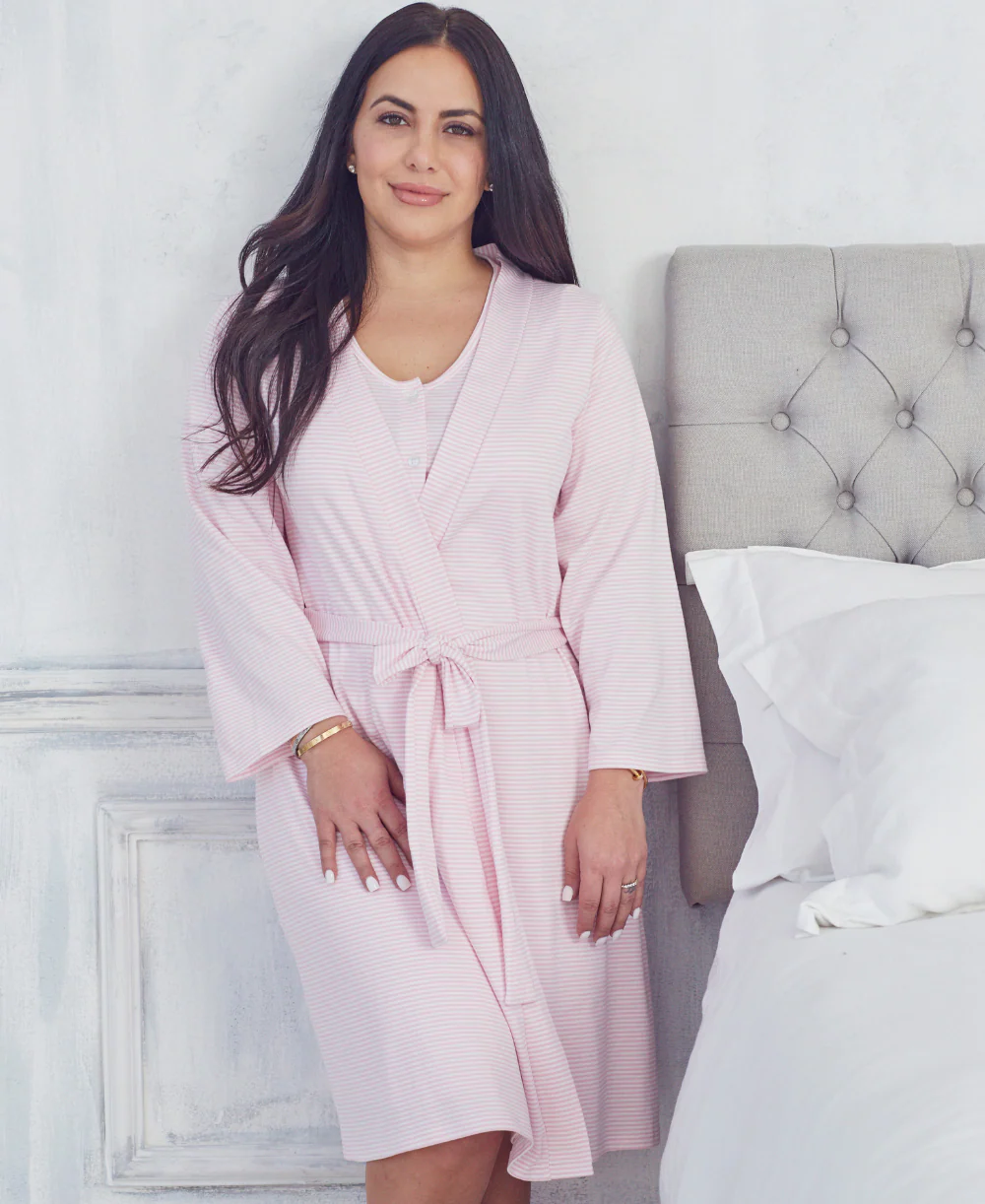 Simple Stripes Pink Adult Robe