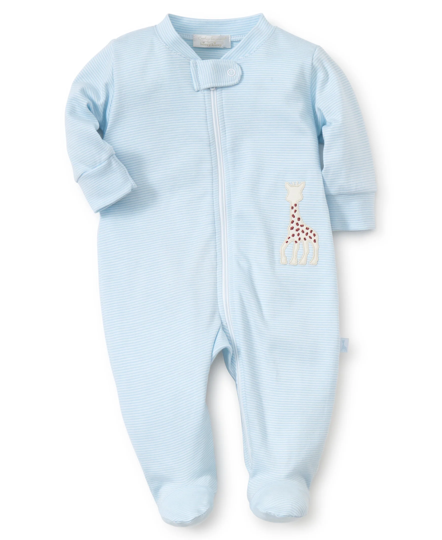 Blue Sophie Stripe Pajamas Zip Front Footie