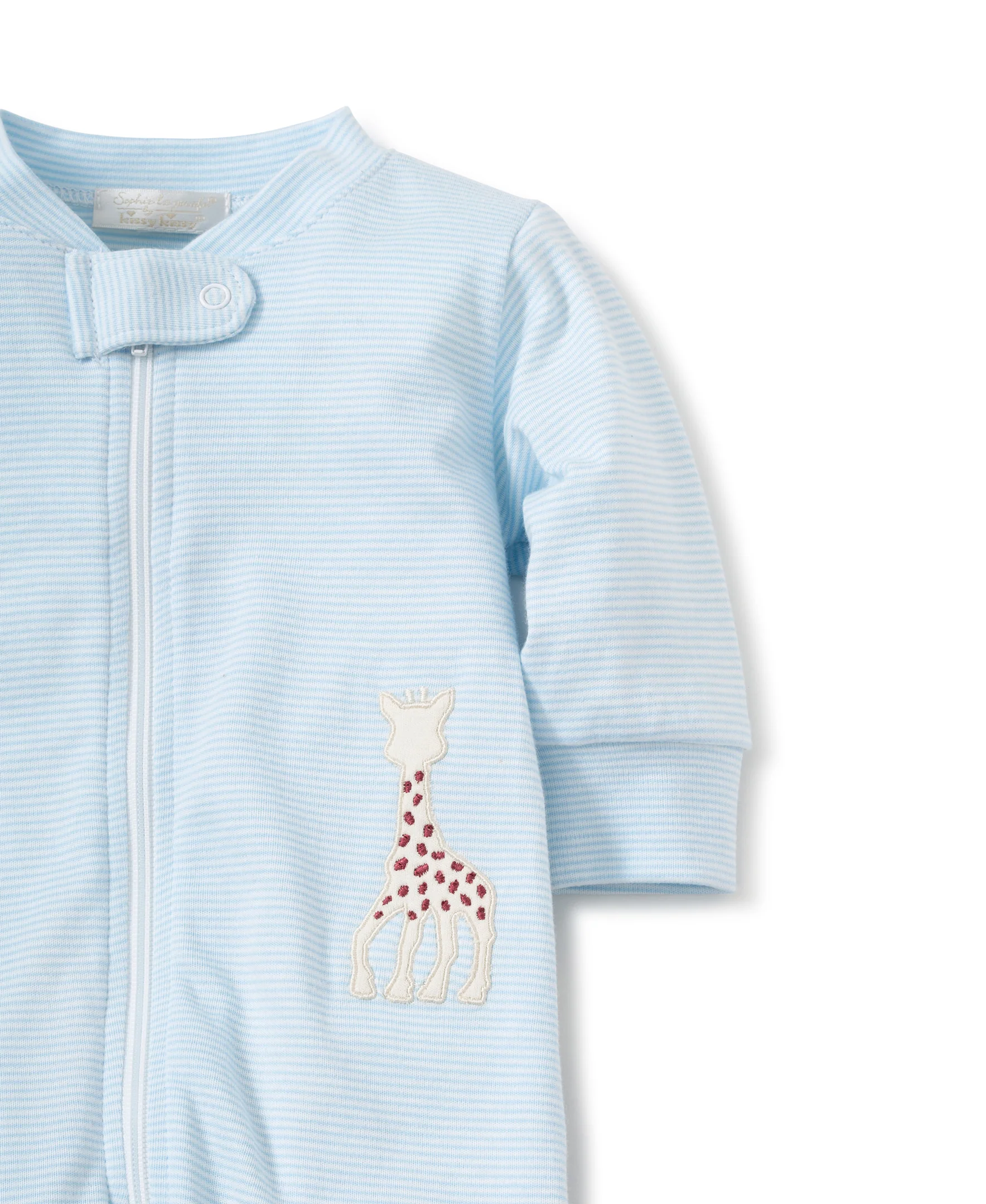 Blue Sophie Stripe Pajamas Zip Front Footie - Image 2