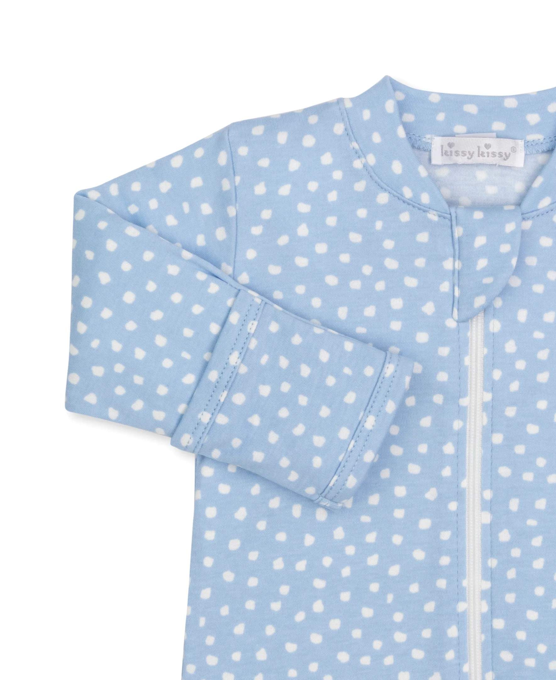 Speckles Chambray Dot Zip Footie & Hat Set - Image 2