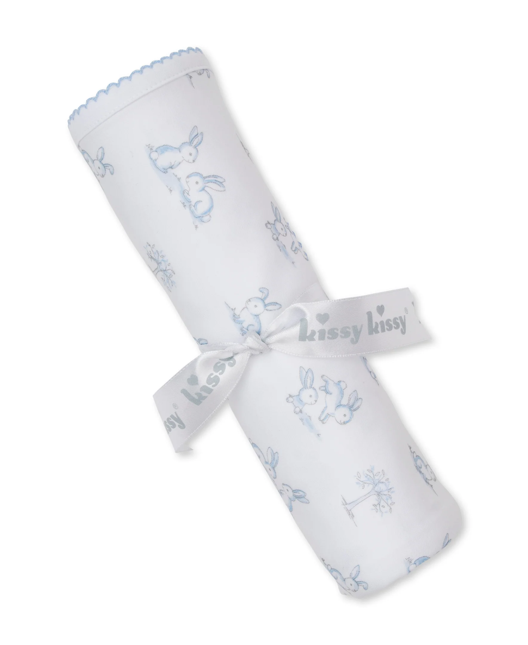 Springtime Bunny Fun Blue Blanket - Image 2