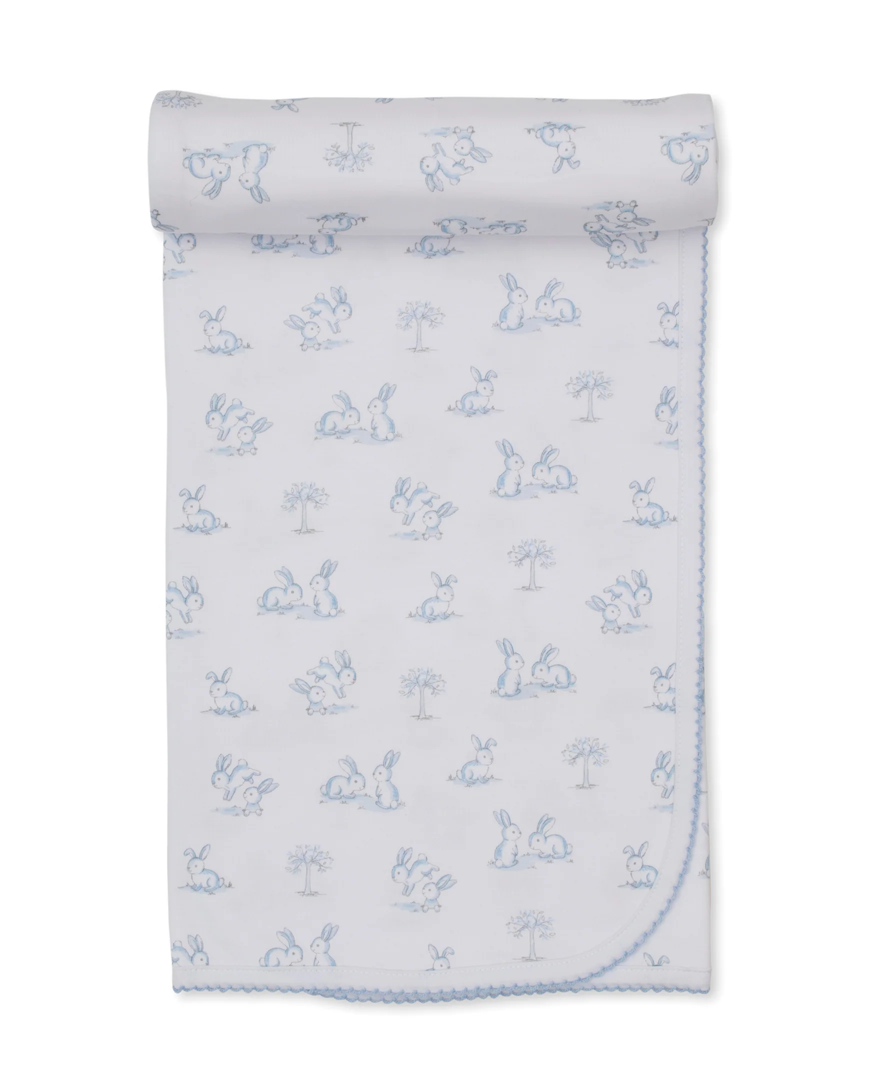 Springtime Bunny Fun Blue Blanket - Image 3