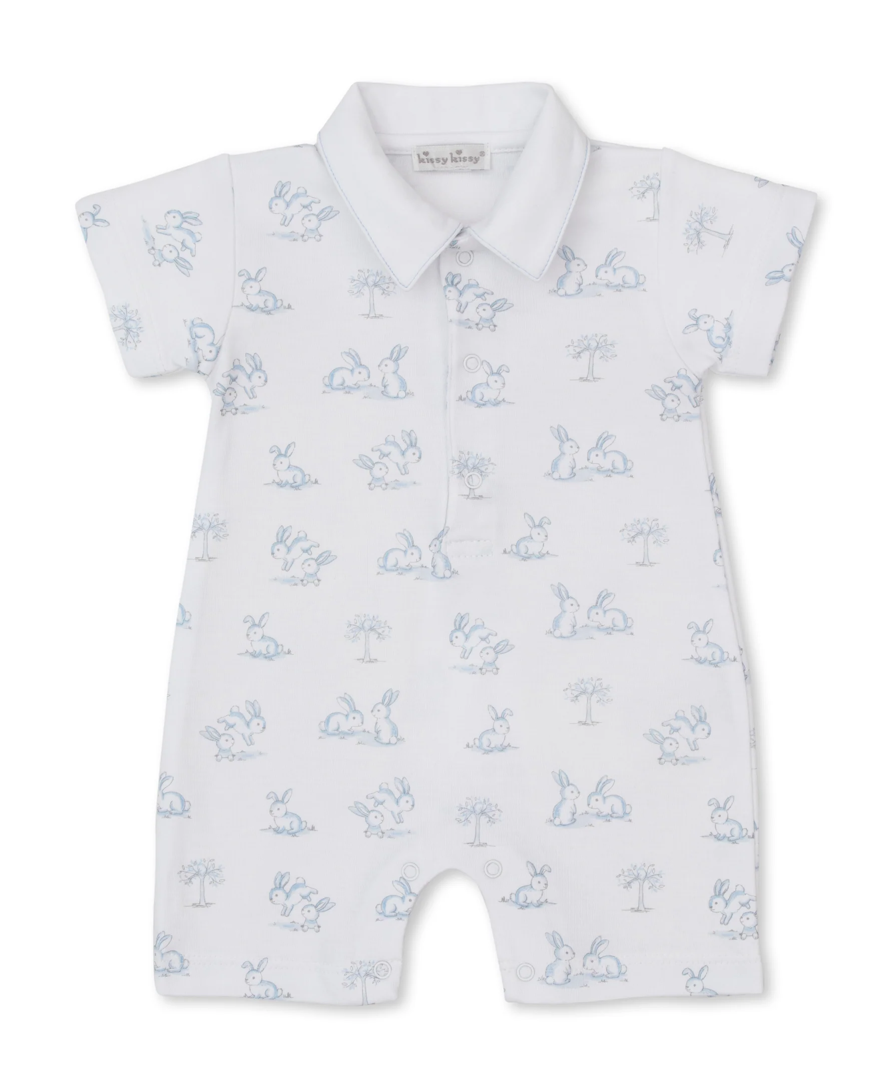 Springtime Bunny Fun Blue Short Playsuit w/ Collar