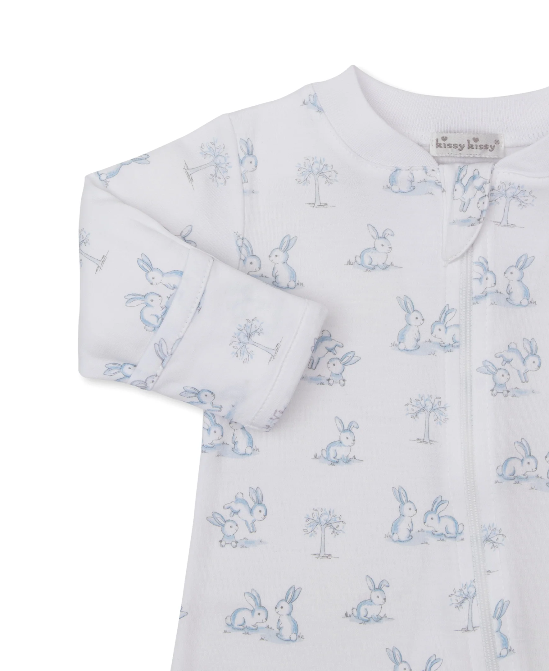 Springtime Bunny Fun Blue Zip Footie - Image 2