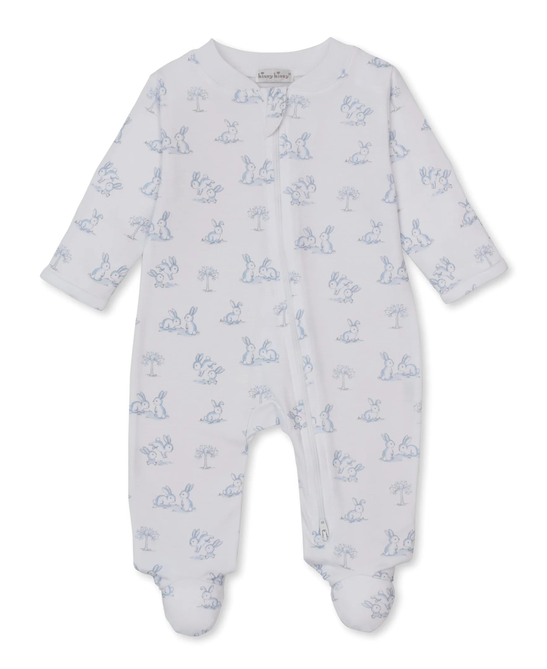 Springtime Bunny Fun Blue Zip Footie - Image 3