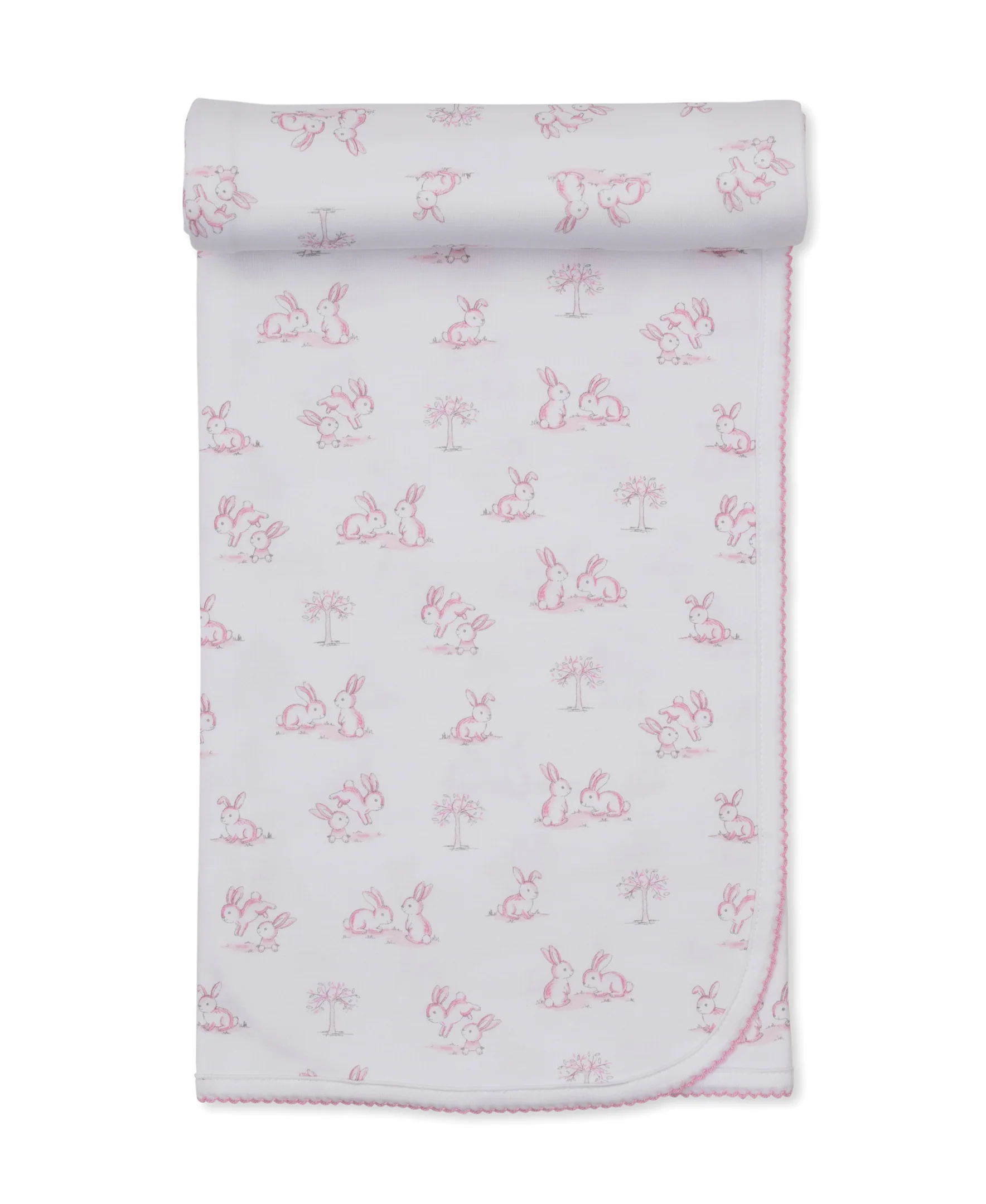 Springtime Bunny Fun Pink Blanket