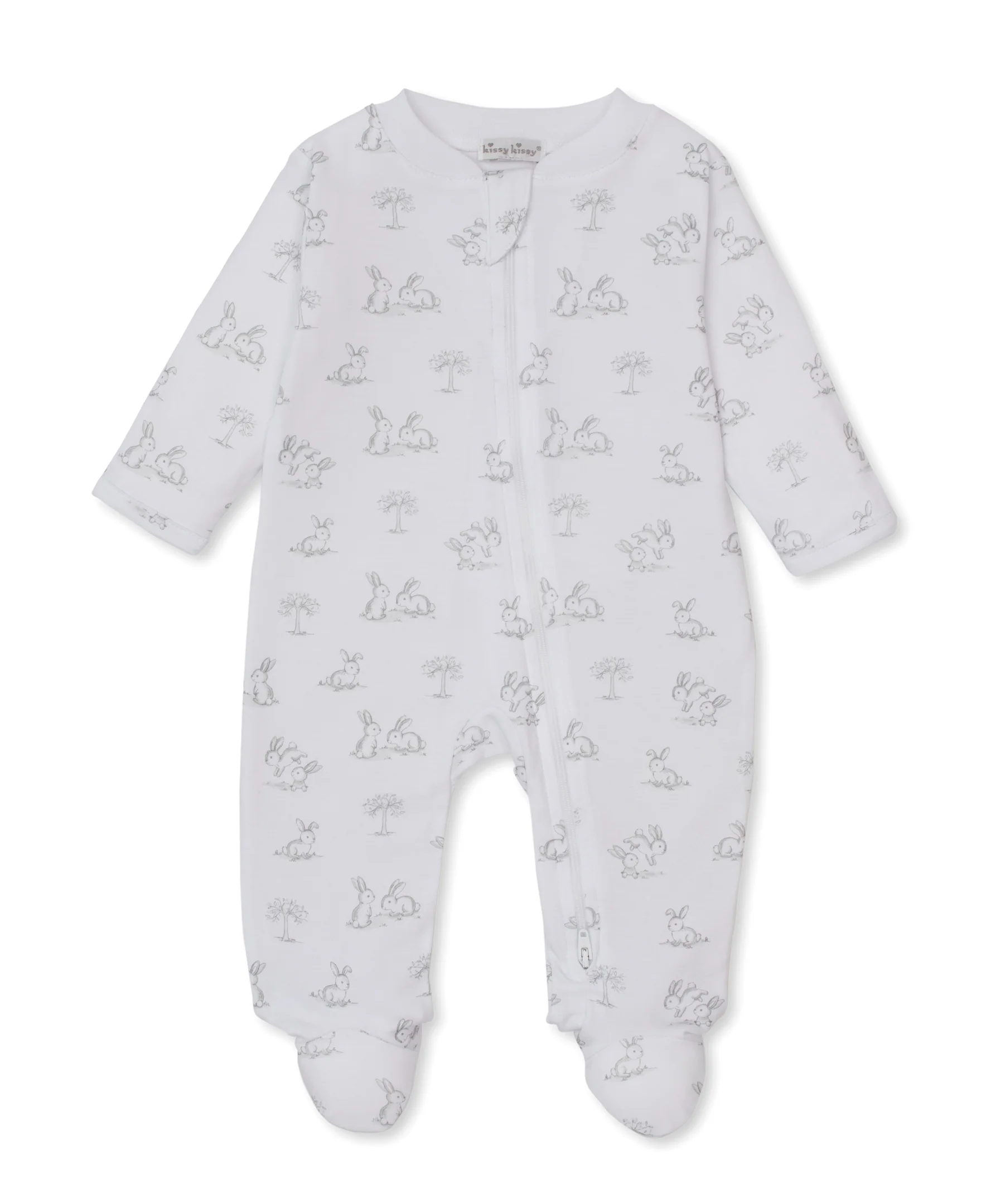 Springtime Bunny Fun Silver Zip Footie - Image 3