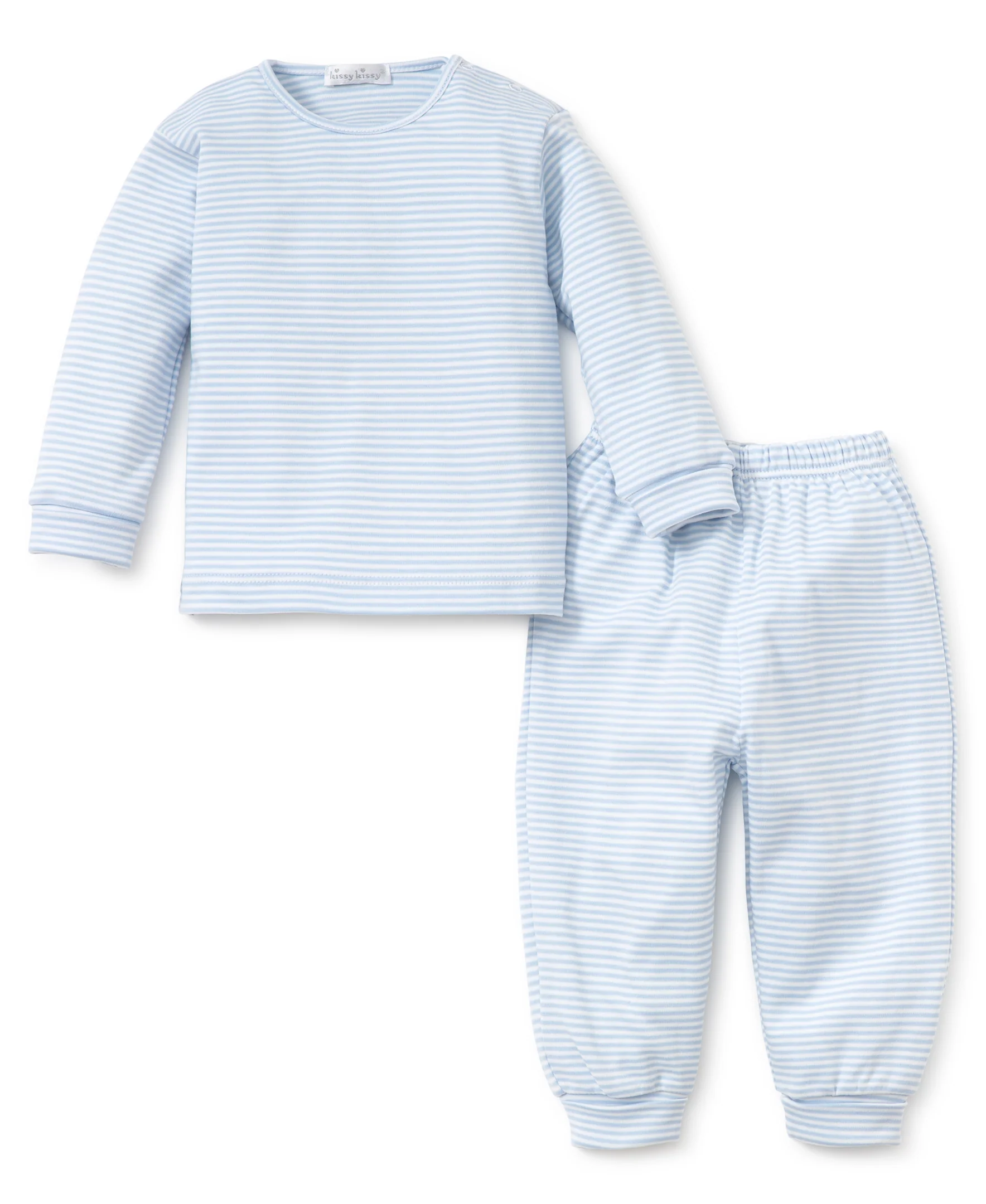 Simple Stripes Blue Long Sleeve Tee and Pant Set