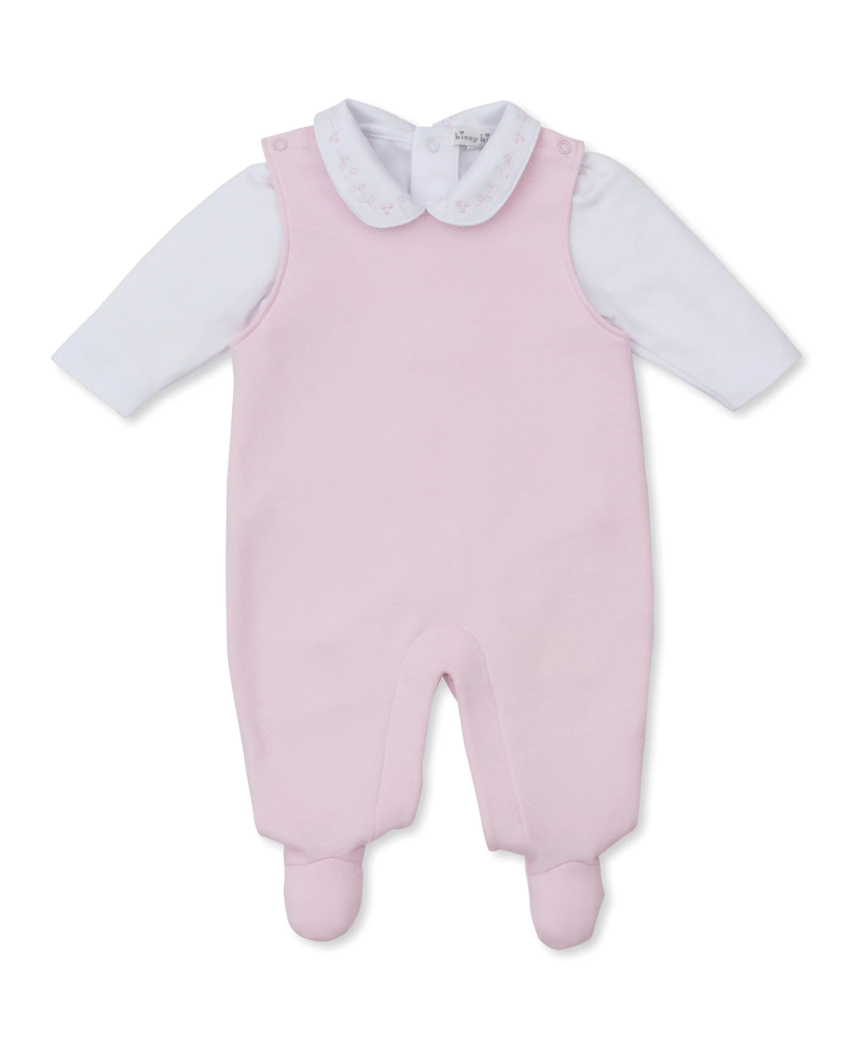 Sweet Homecoming Pink Jacquard Footed Overall Set - Image 2