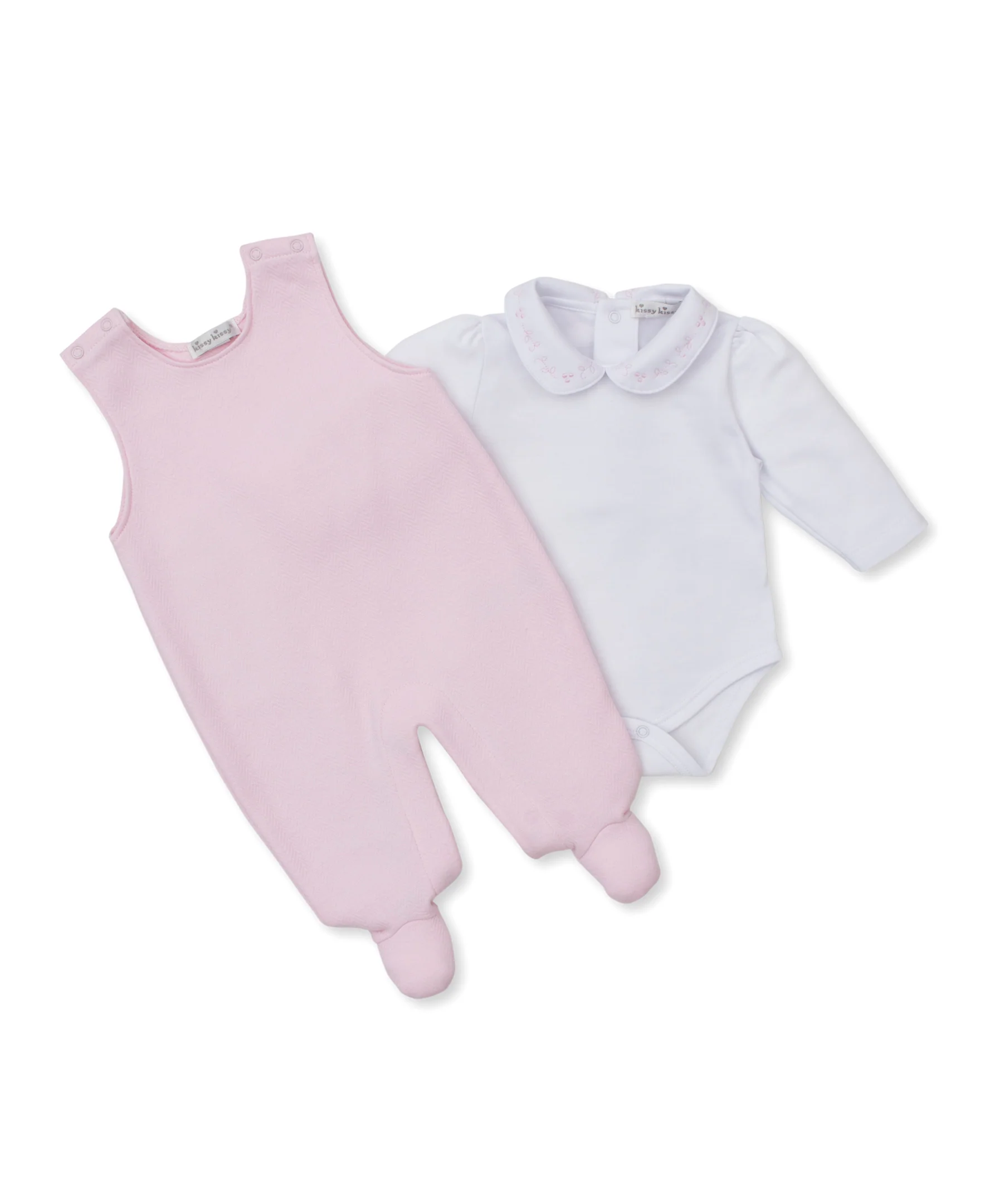 Sweet Homecoming Pink Jacquard Footed Overall Set - Image 3