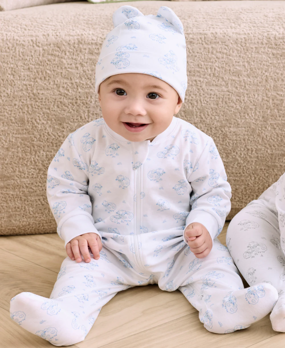 Sweet Sheep Blue Zip Footie